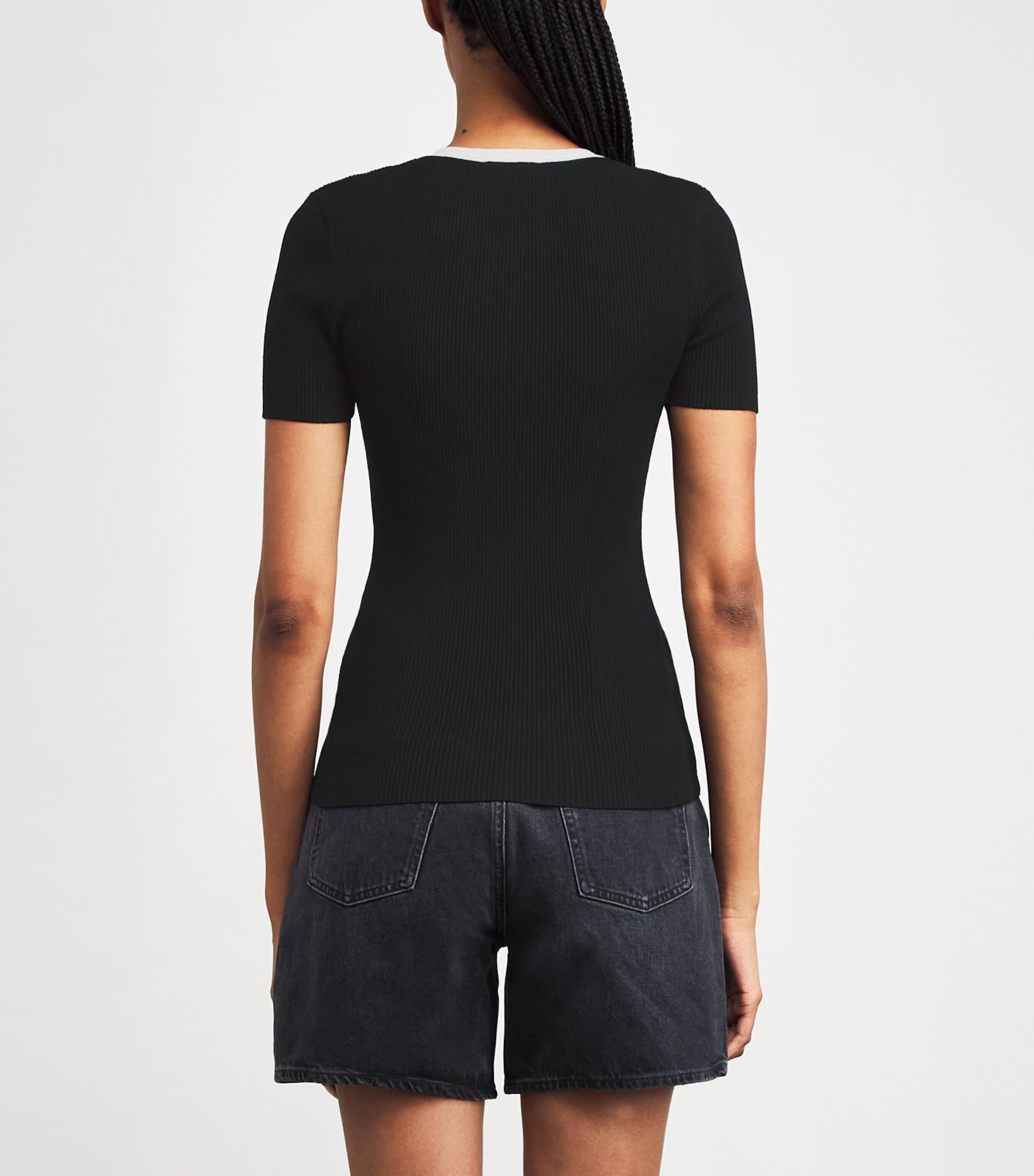 Rib-Knit Embroidered Sweater BLACK Image 4