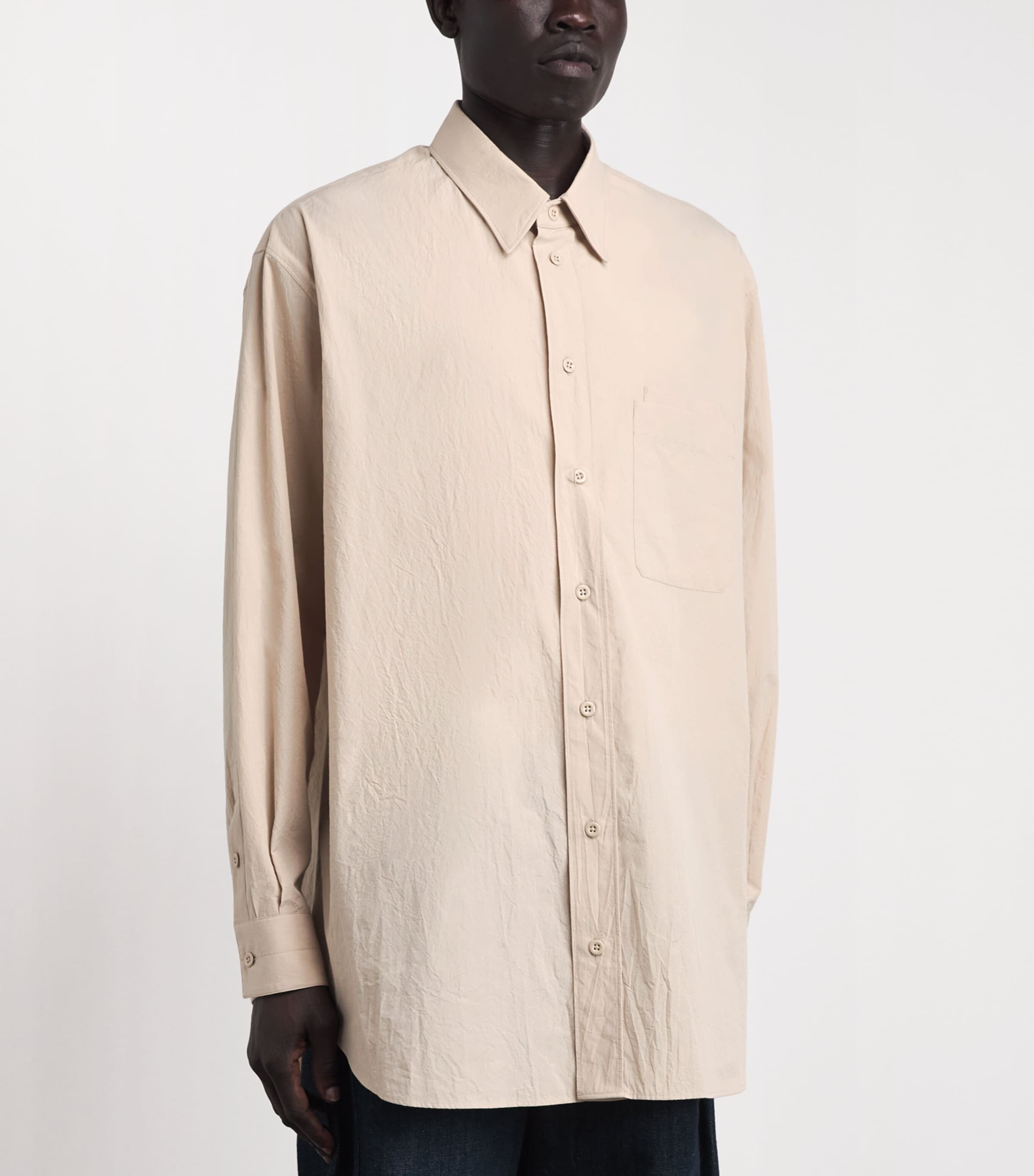 Lemaire Mens Cotton Double-Pocket Shirt Greige/ Image 4