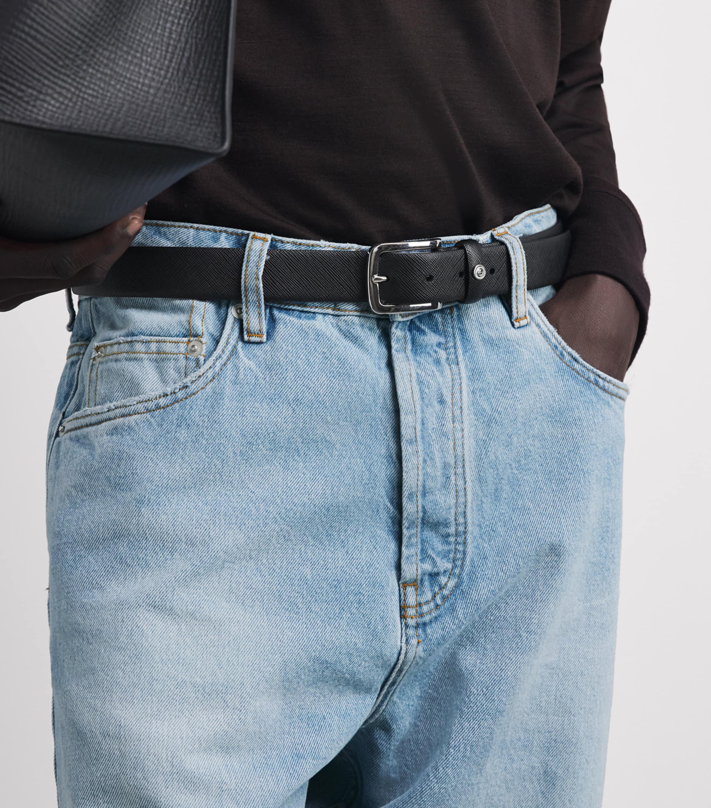 Studio Nicholson Mens Riso Straight Jeans Bleached Wash Image 3
