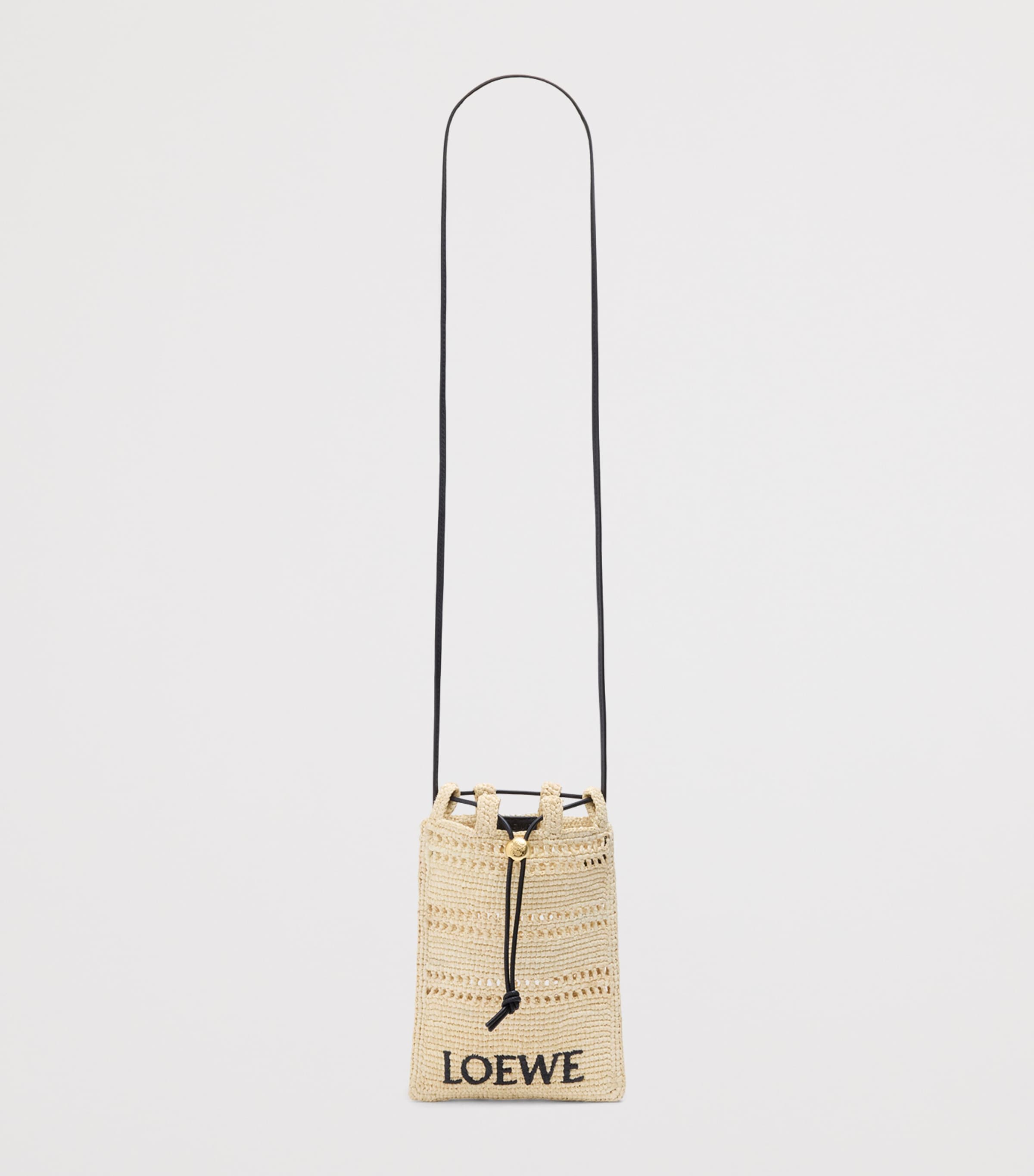 ショルダーバッグ・ポシェット LOEWE Raffia drawstring pocket Drawstring pocket in raffia Black - LOEWE