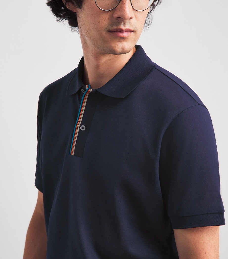 Paul Smith Mens Cotton Artist Stripe Polo Shirt Dark Navy Image 3