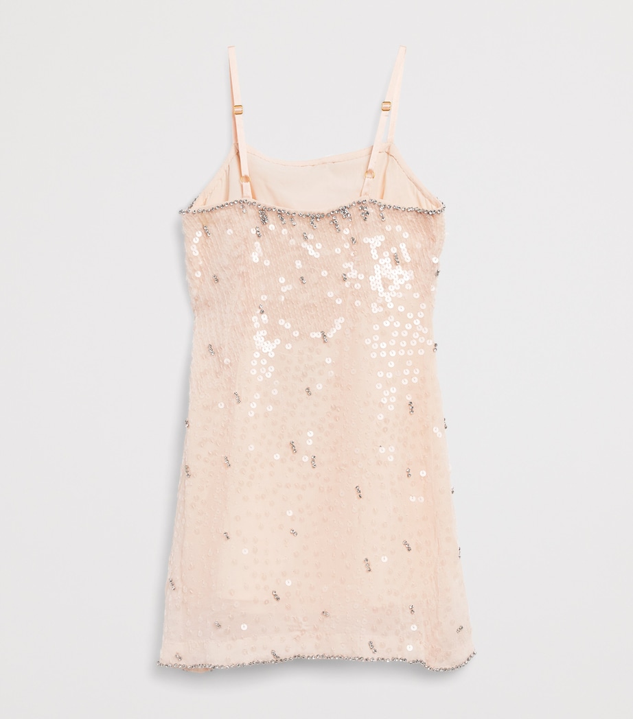 LoveShackFancy Sequin Velin Dress (7-14 Years) Shmpeshimmer Peche Image 2