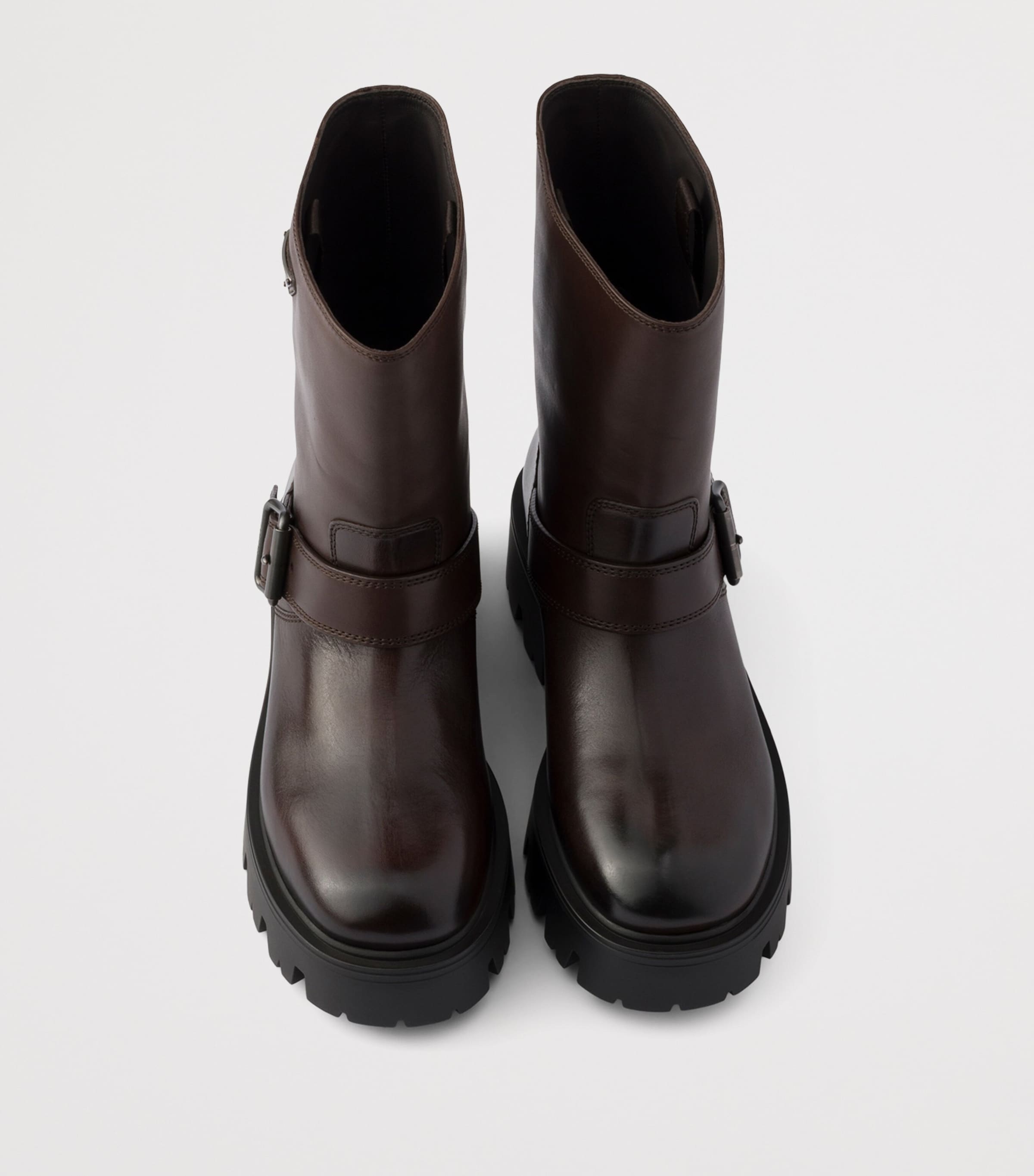 Prada Leather Biker Boots Brown Image 3