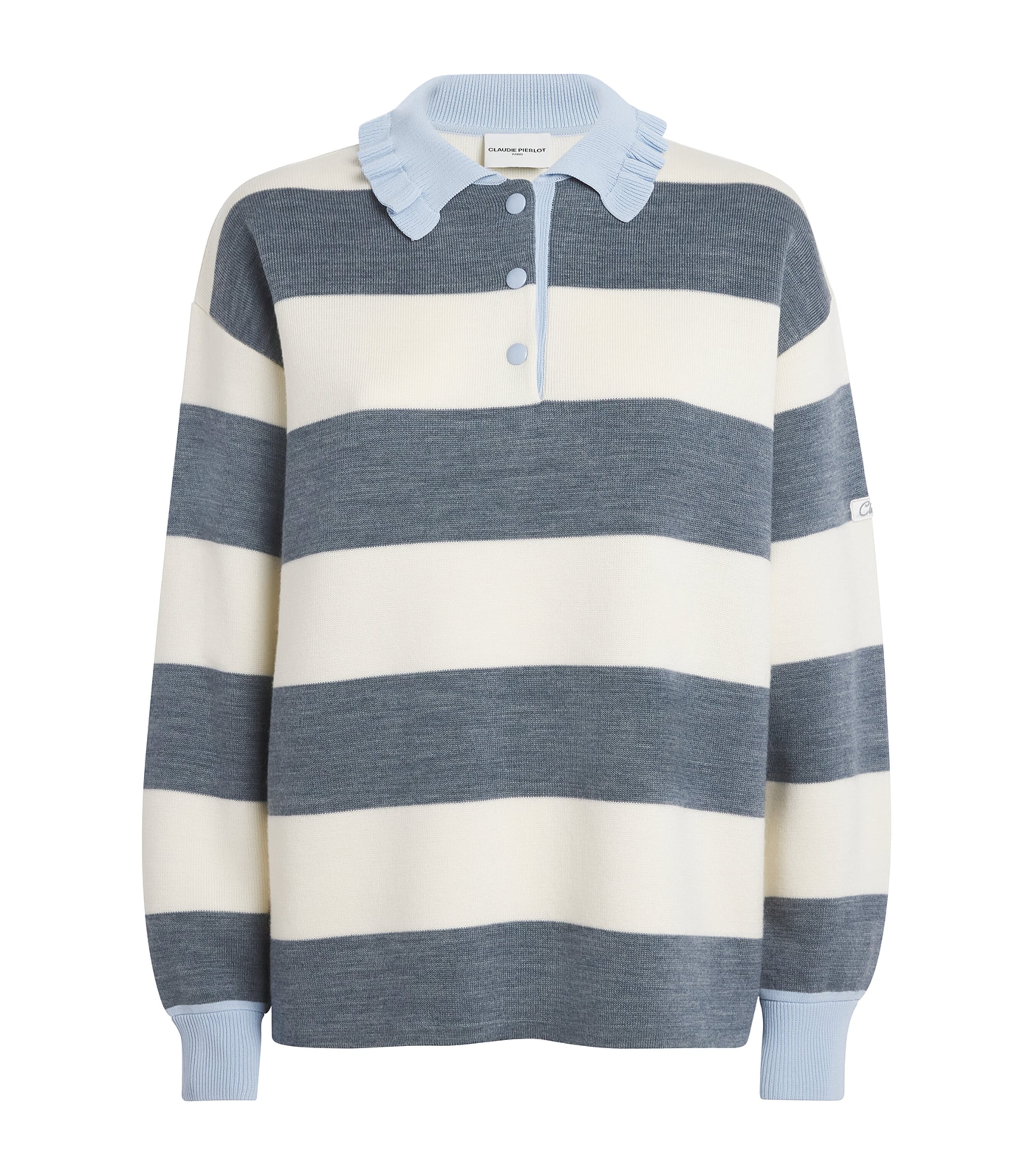 Claudie Pierlot Stripe Polo Sweater In Multi