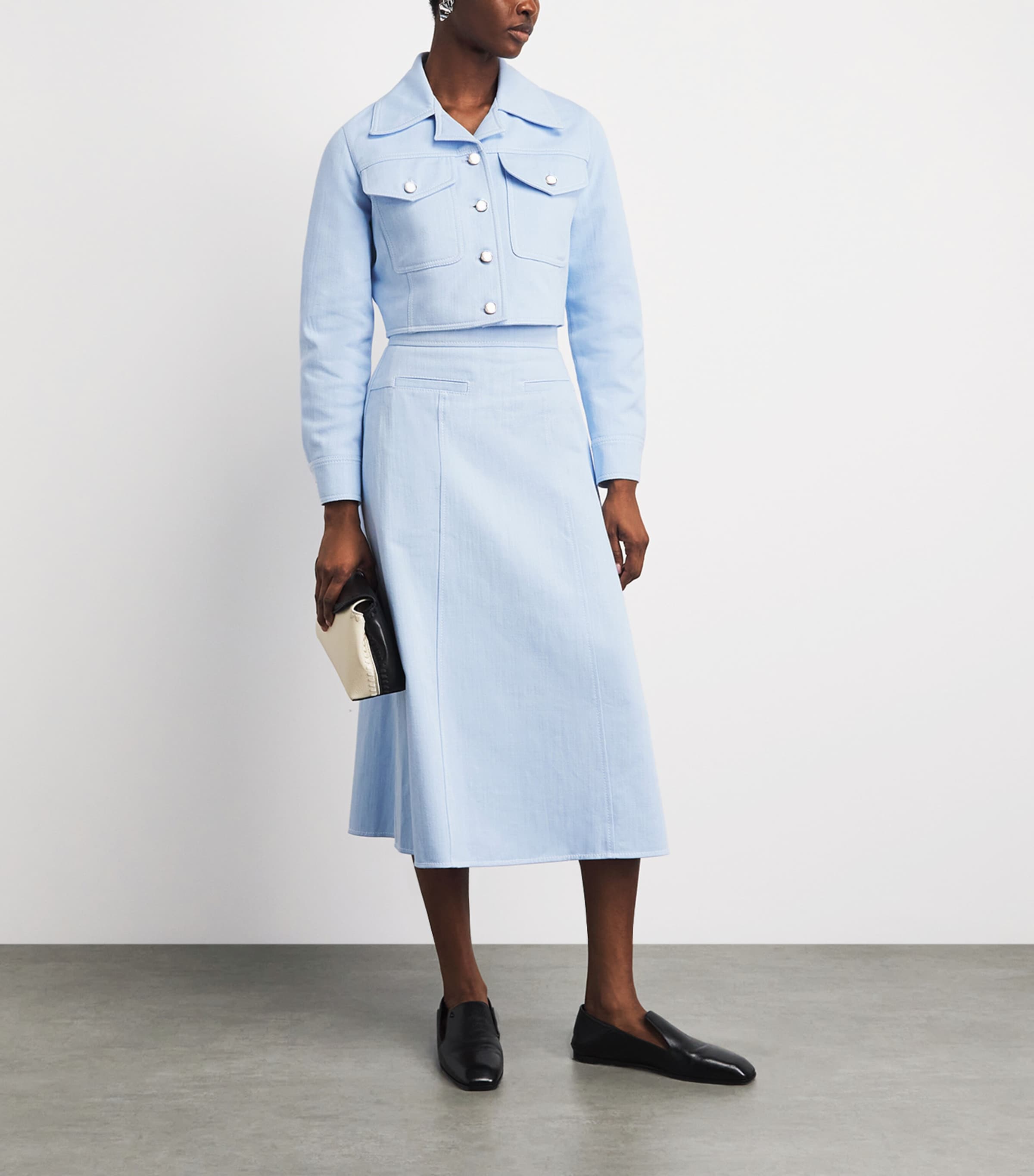 Emilia Wickstead Womens Cropped Nics Denim Jacket Icy Blue Image 2