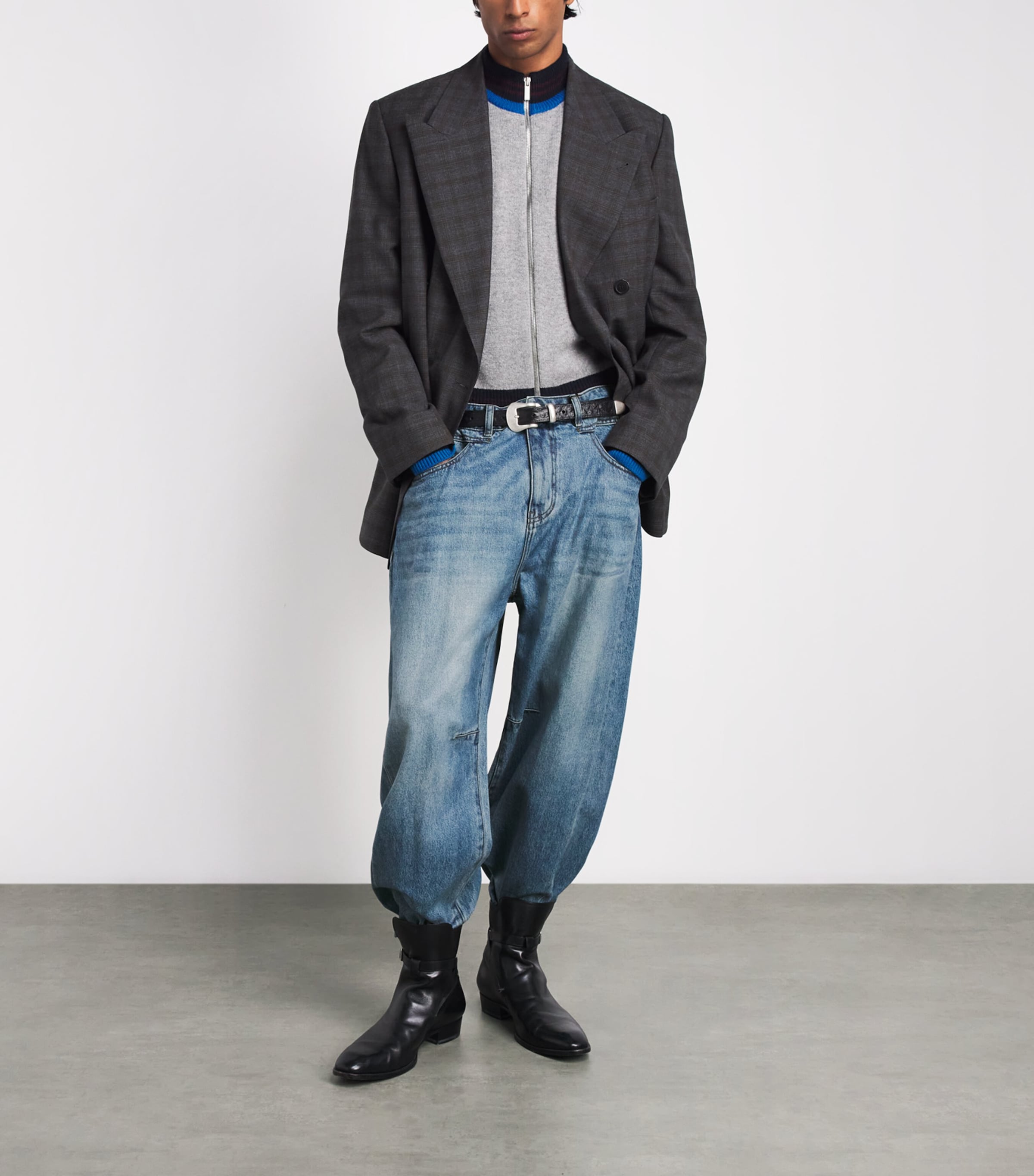 System Mens Coated Baggy Jeans Blue Image 2