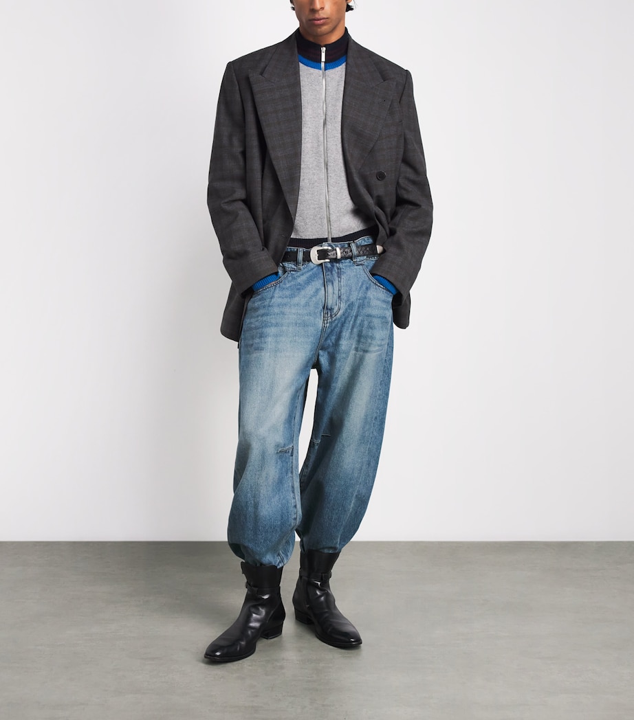 System Mens Coated Baggy Jeans Blue Image 2