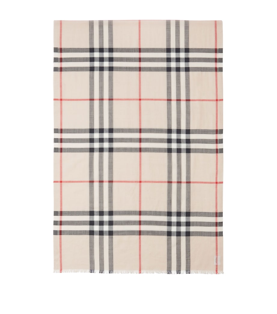 Wool-Silk Check Scarf STONE CHECK Image 1