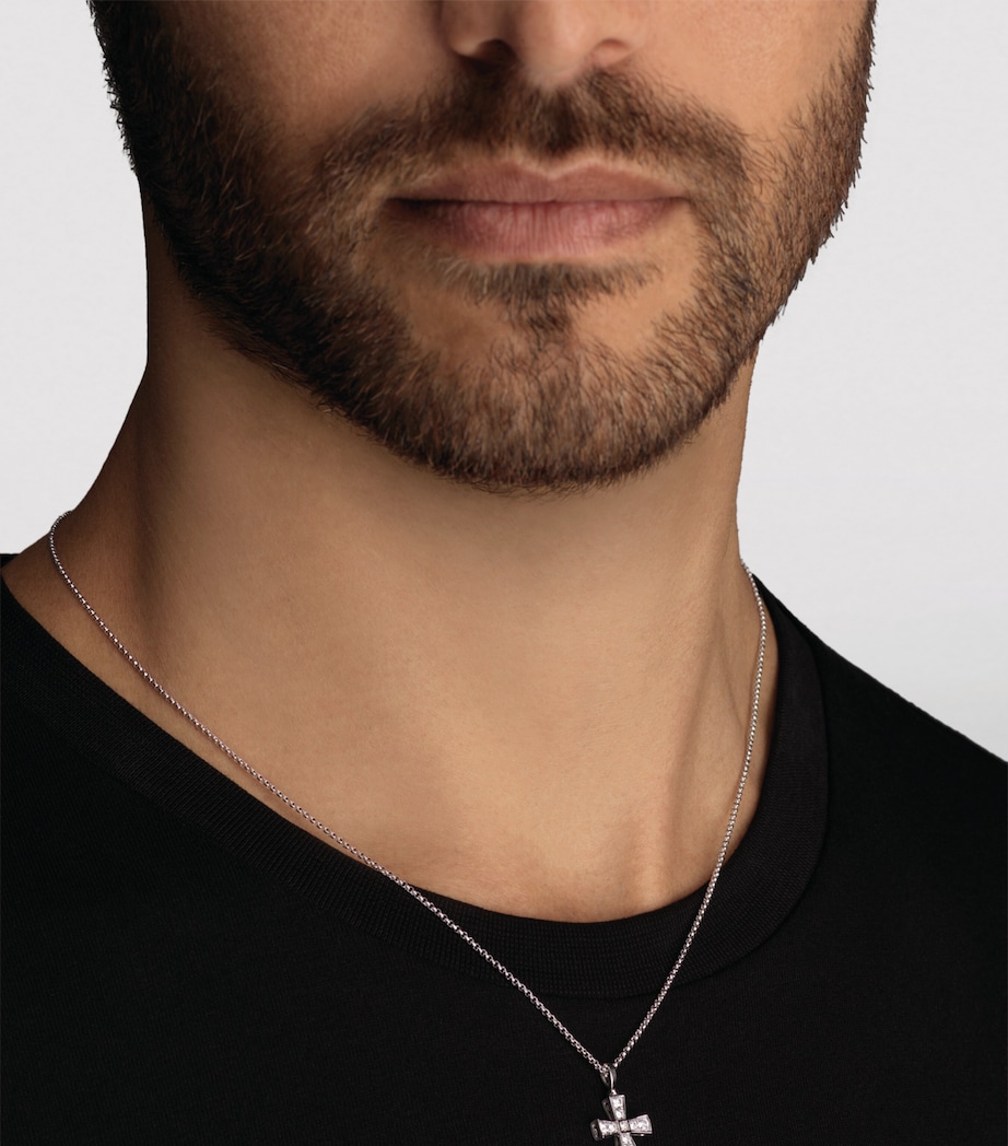 Bvlgari White Gold and Diamond Croce Necklace Harrods UK