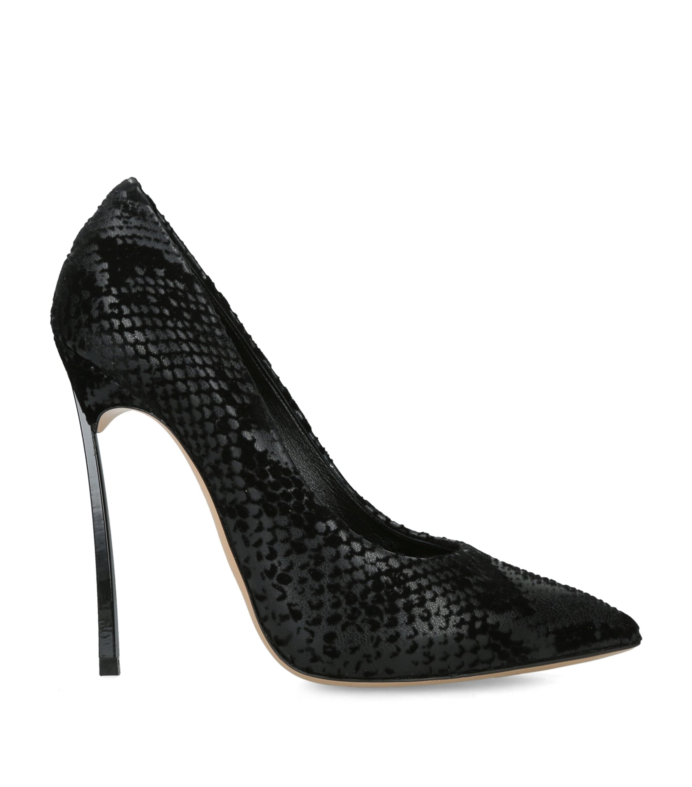 Casadei Snake-Effect Blade Kitana Heels 120 Black Image 1