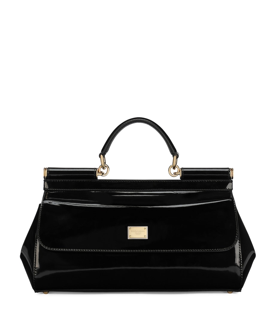 Medium Patent Sicily Top-Handle Bag 80999-BLACK Image 1