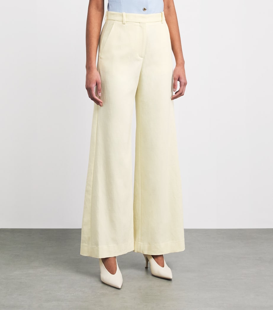 Maje Womens Tailored Wide-Leg Trousers Pale Yellow Image 4