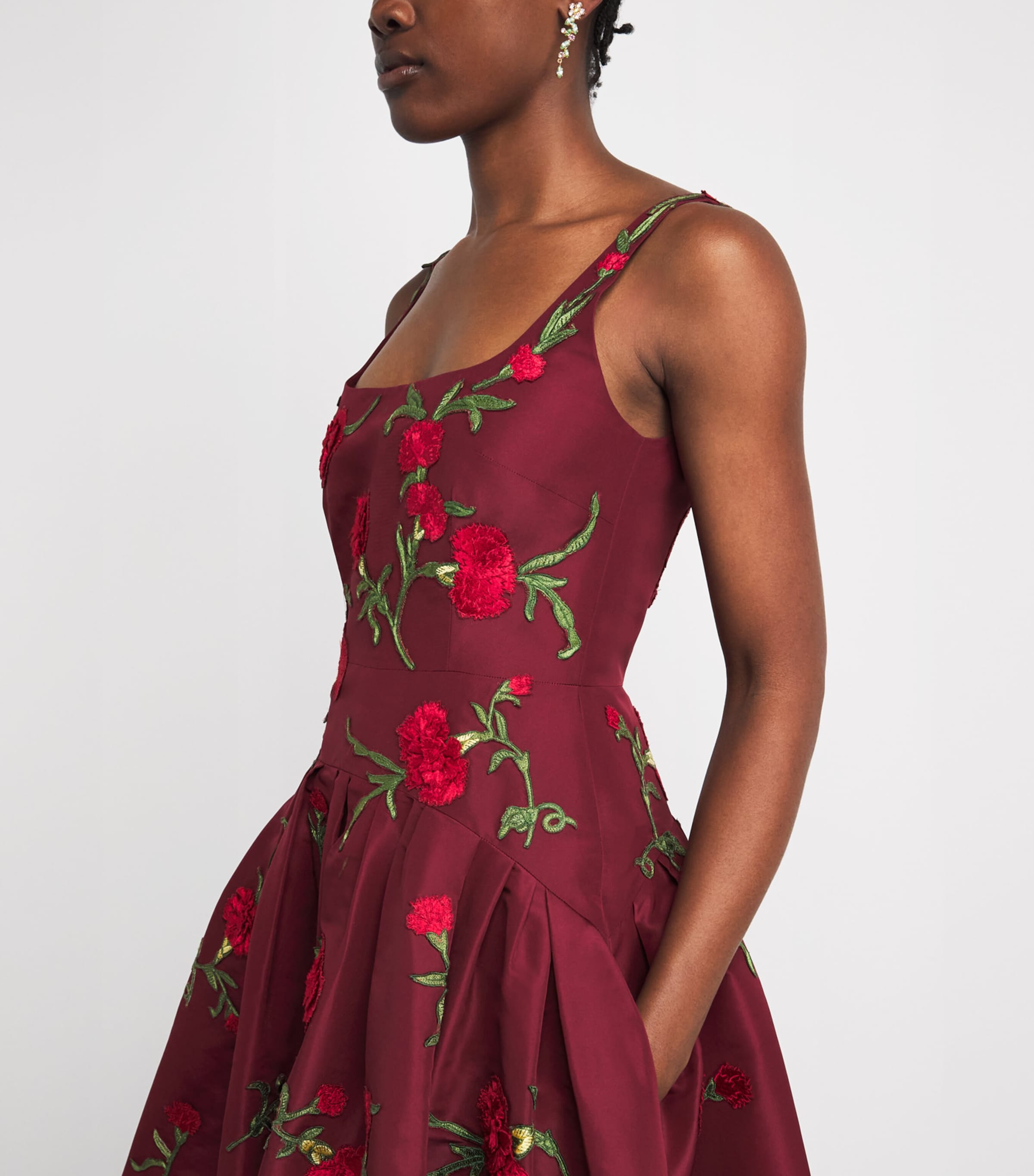 Carolina Herrera Womens Silk Floral Embroidered Midi Dress Rioja Multi Image 3