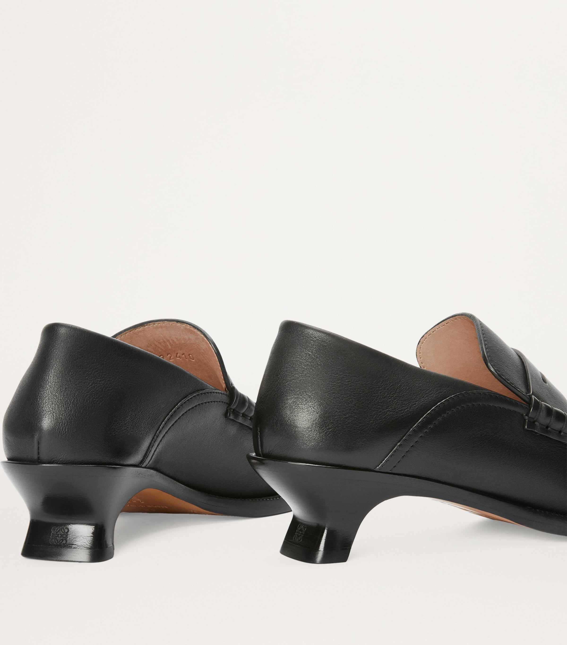 Leather Campo Heeled Loafers 40 BLACK Image 5
