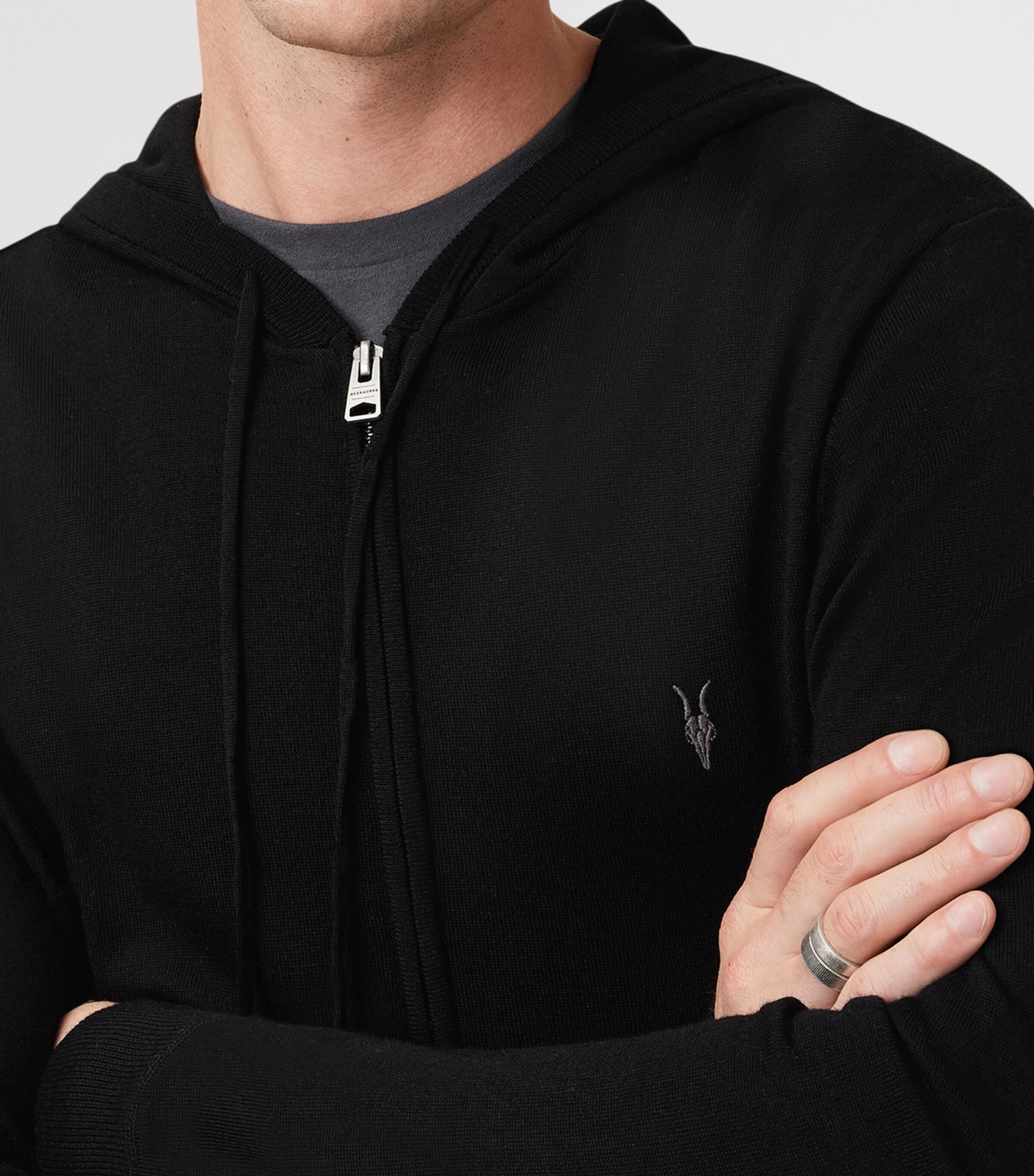 Merino Wool Mode Hoodie BLACK Image 7