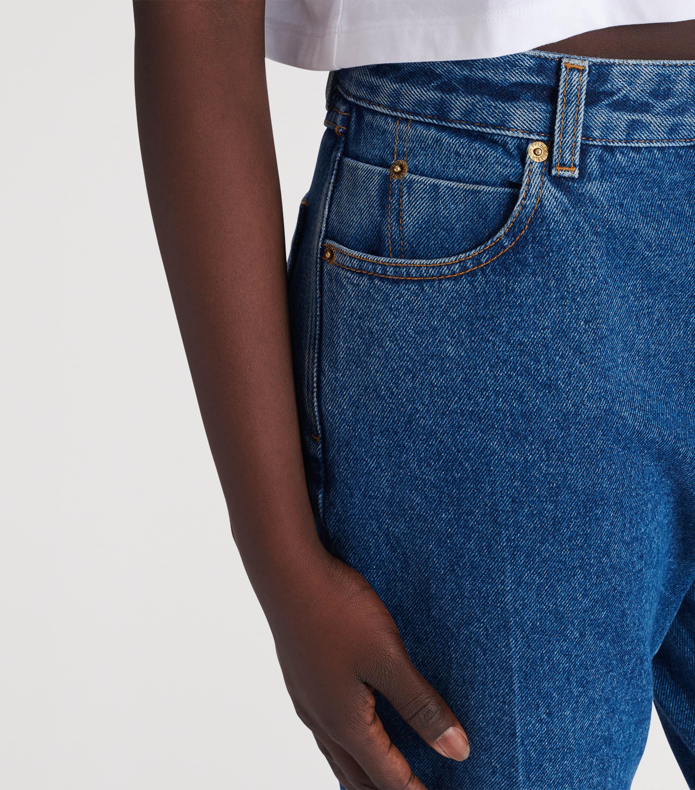 Balmain Womens Elongated Straight Jeans Bleu Jean Fonce Image 5