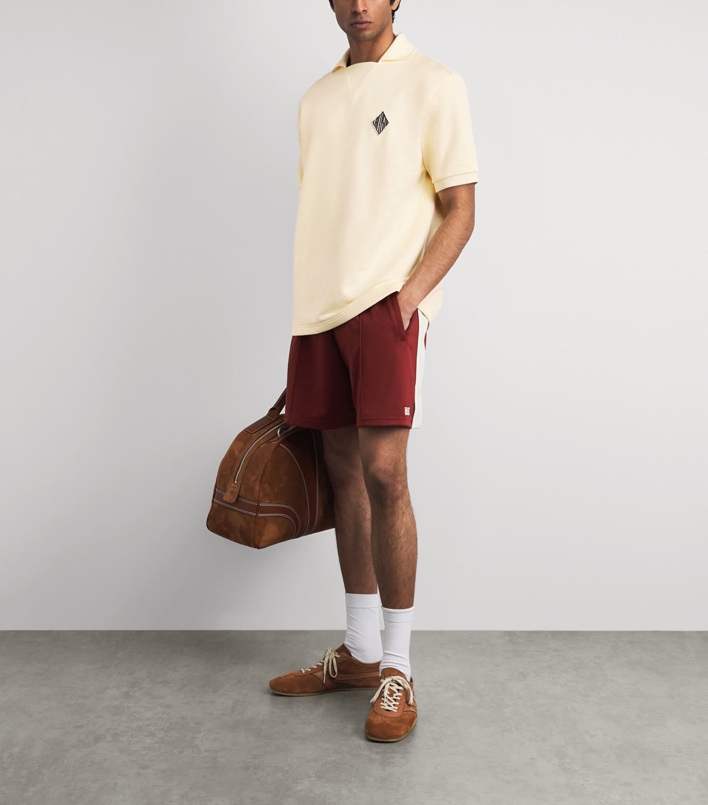 Lacoste Mens Jersey Open-Collar Polo Shirt Cream Image 2