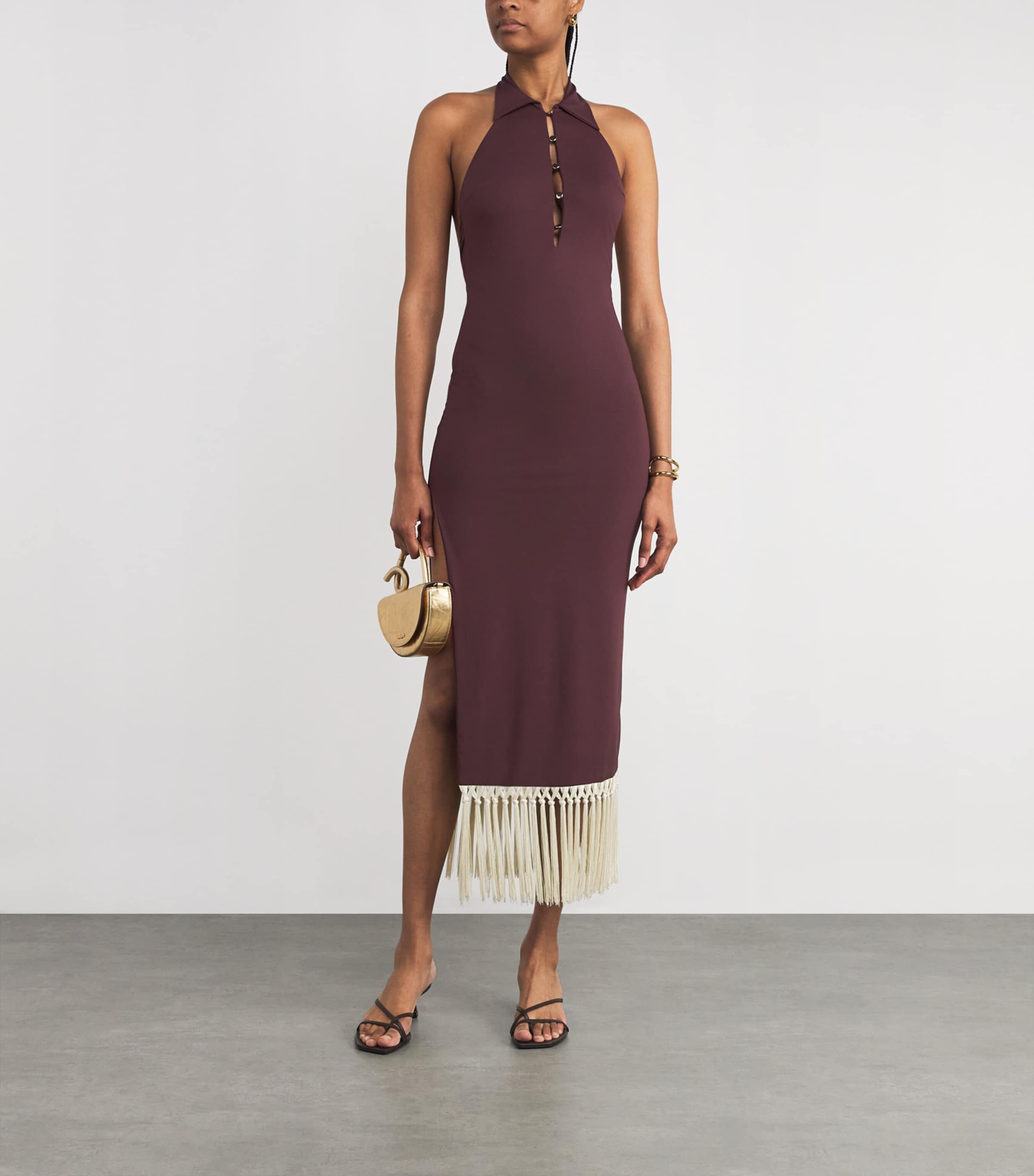 Fringe Tropicana Midi Dress MAHOGANY-IVORY Image 2