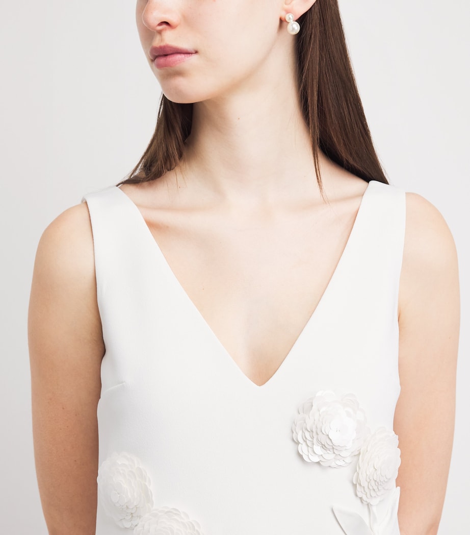 Self-Portrait Womens Embellished Crepe Floral Mini Dress White Image 5