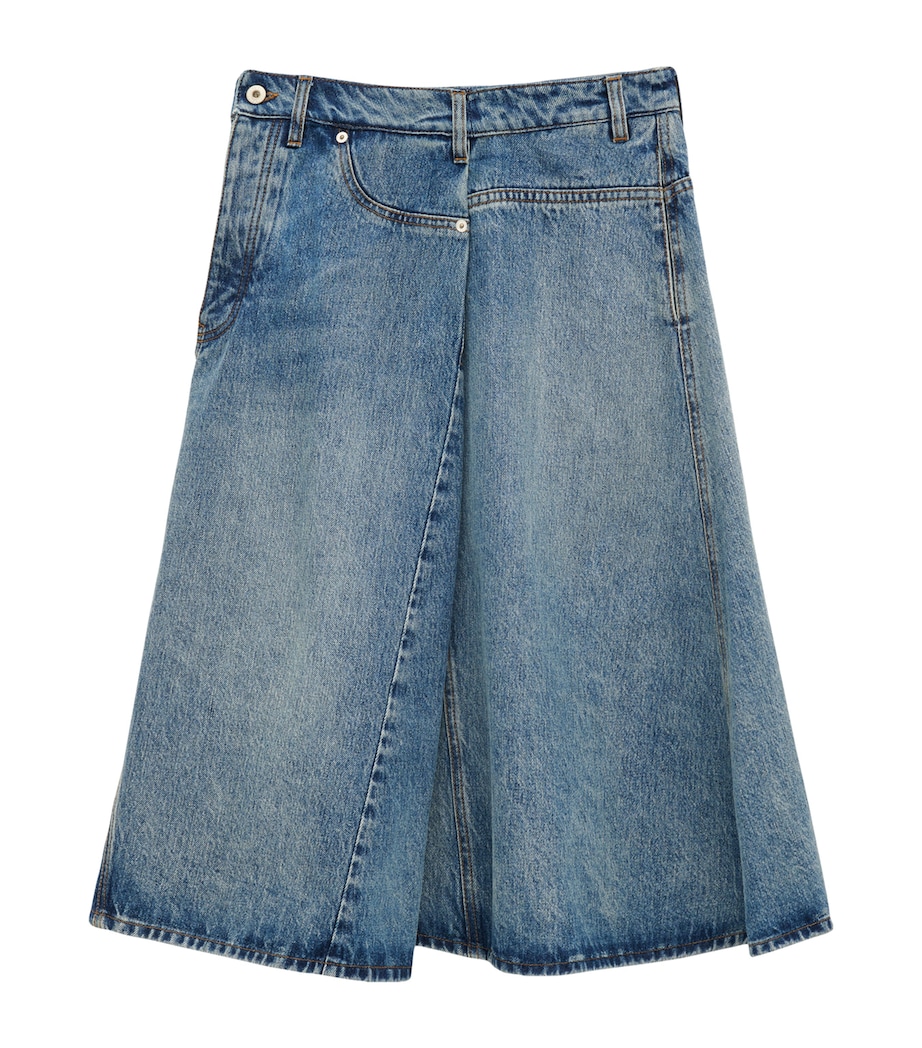 LOEWE Womens Deconstructed Denim Skirt Washed Denim Image 1