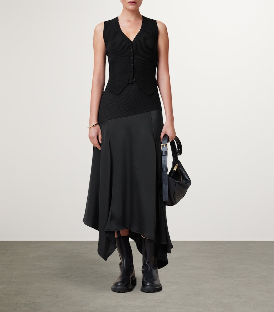 Satin Pia Midi Skirt BLACK Image 4