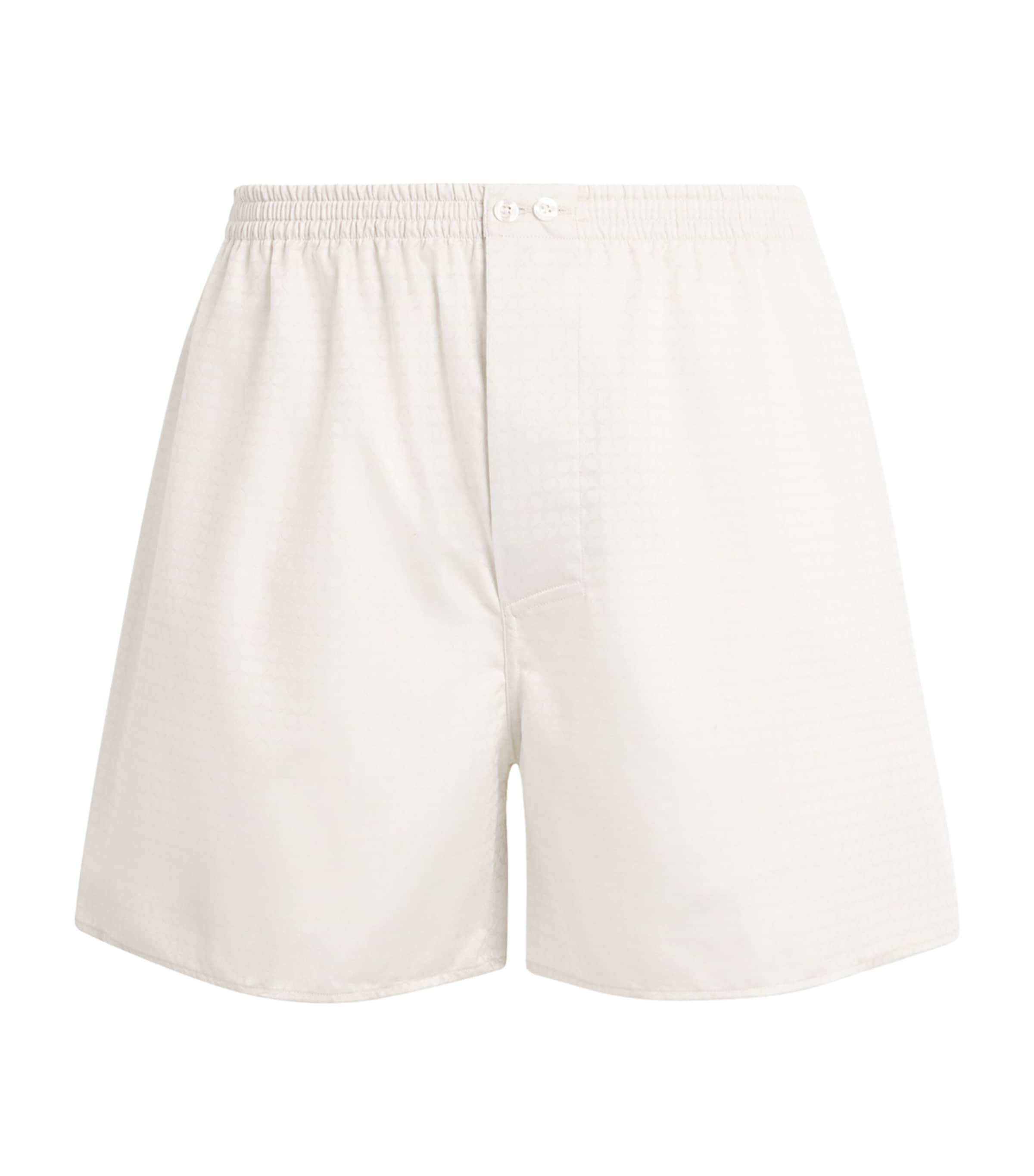 Zimmerli Mens Cotton Luxury Jacquard Boxer Shorts Sphere Beige Image 1