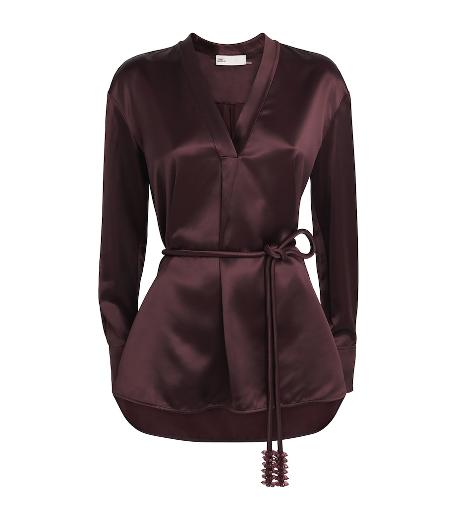 Satin V-Neck Blouse 600 MERLOT Image 1