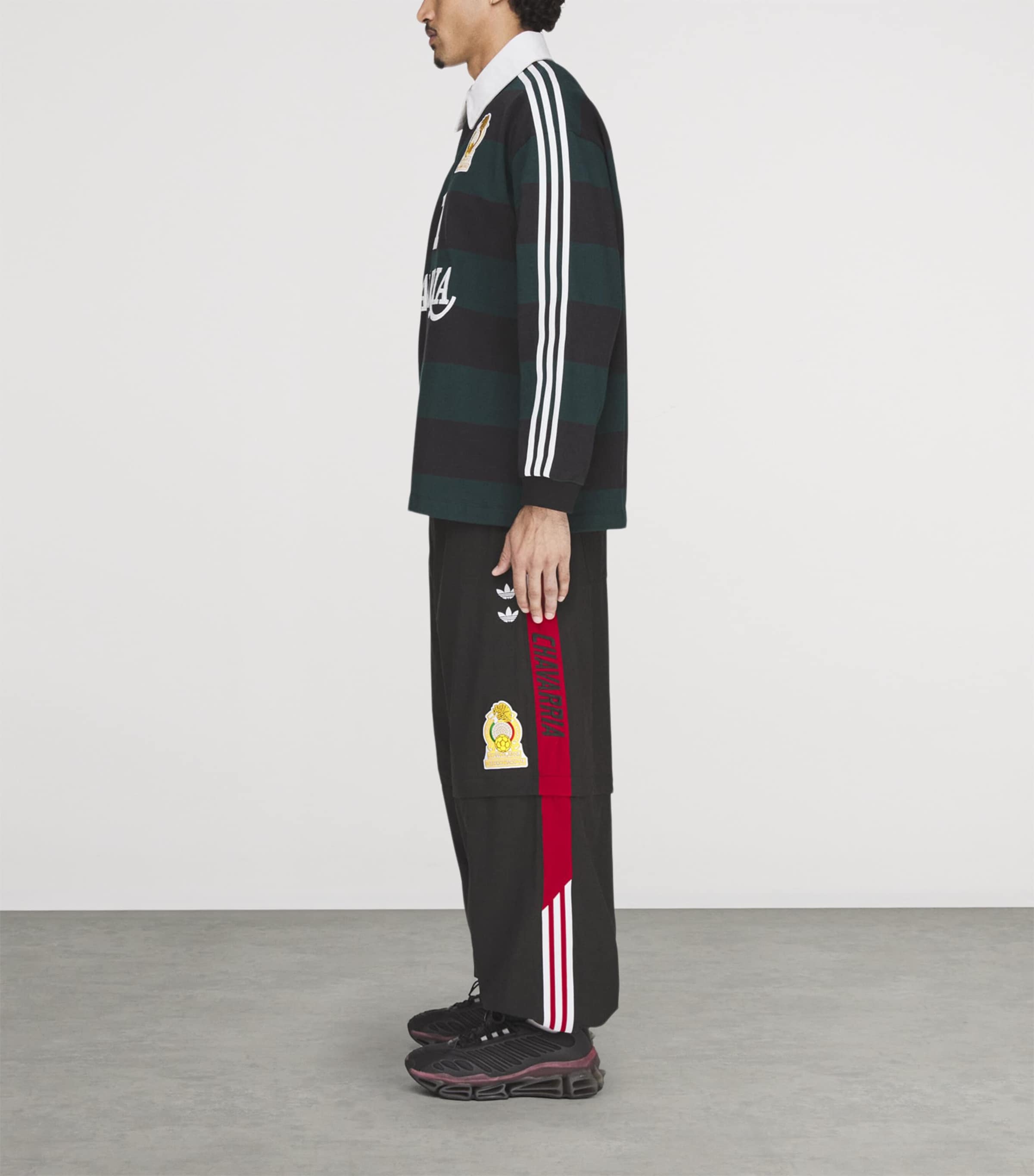 Willy Chavarria Mens x adidas Originals Mexico Rugby Shirt Black/aurora Ivy Image 5