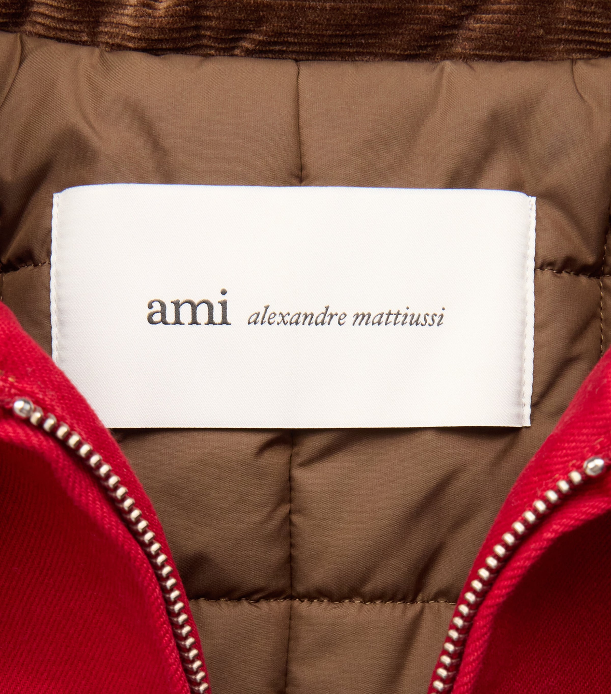 AMI Paris Mens Ami De Coeur Contrast-Collar Jacket Rouge Rubis Image 6