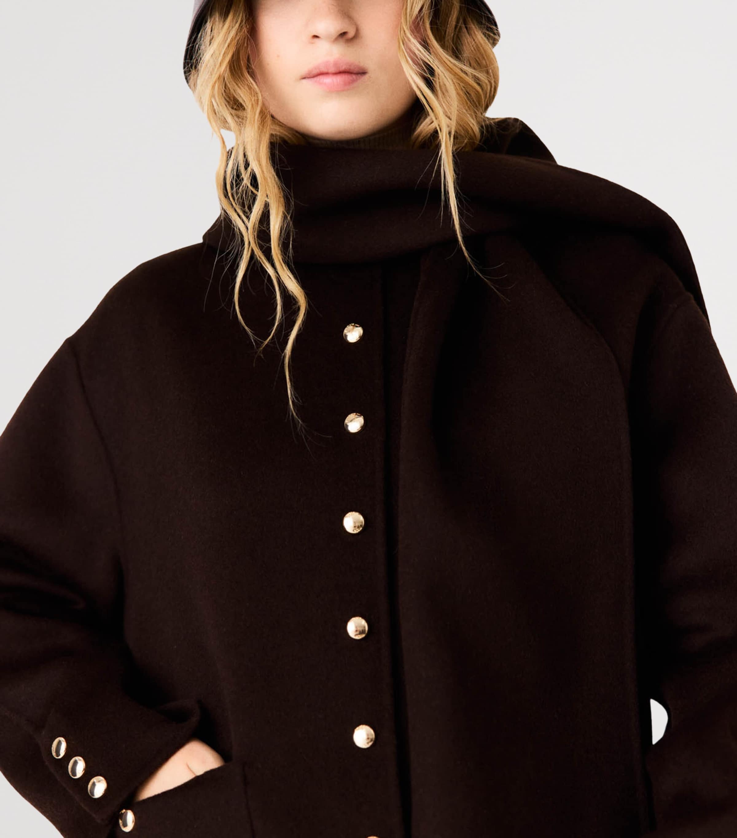 Maje Womens Wool-Blend Coat Dark Brown Image 9