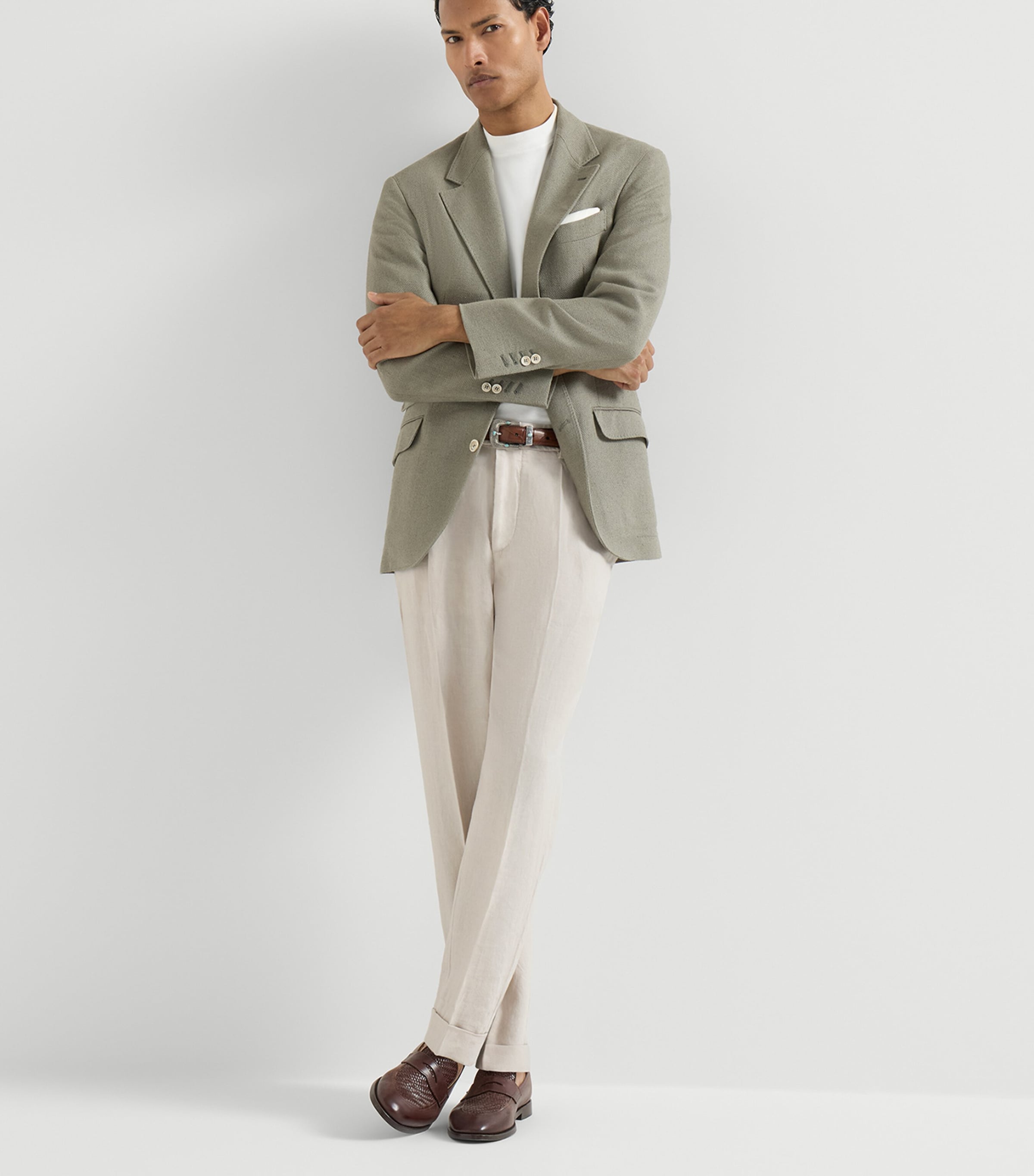 Brunello Cucinelli Mens Linen Pleated Trousers Image 2