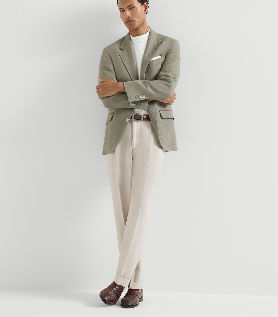 Brunello Cucinelli Mens Linen Pleated Trousers Image 2