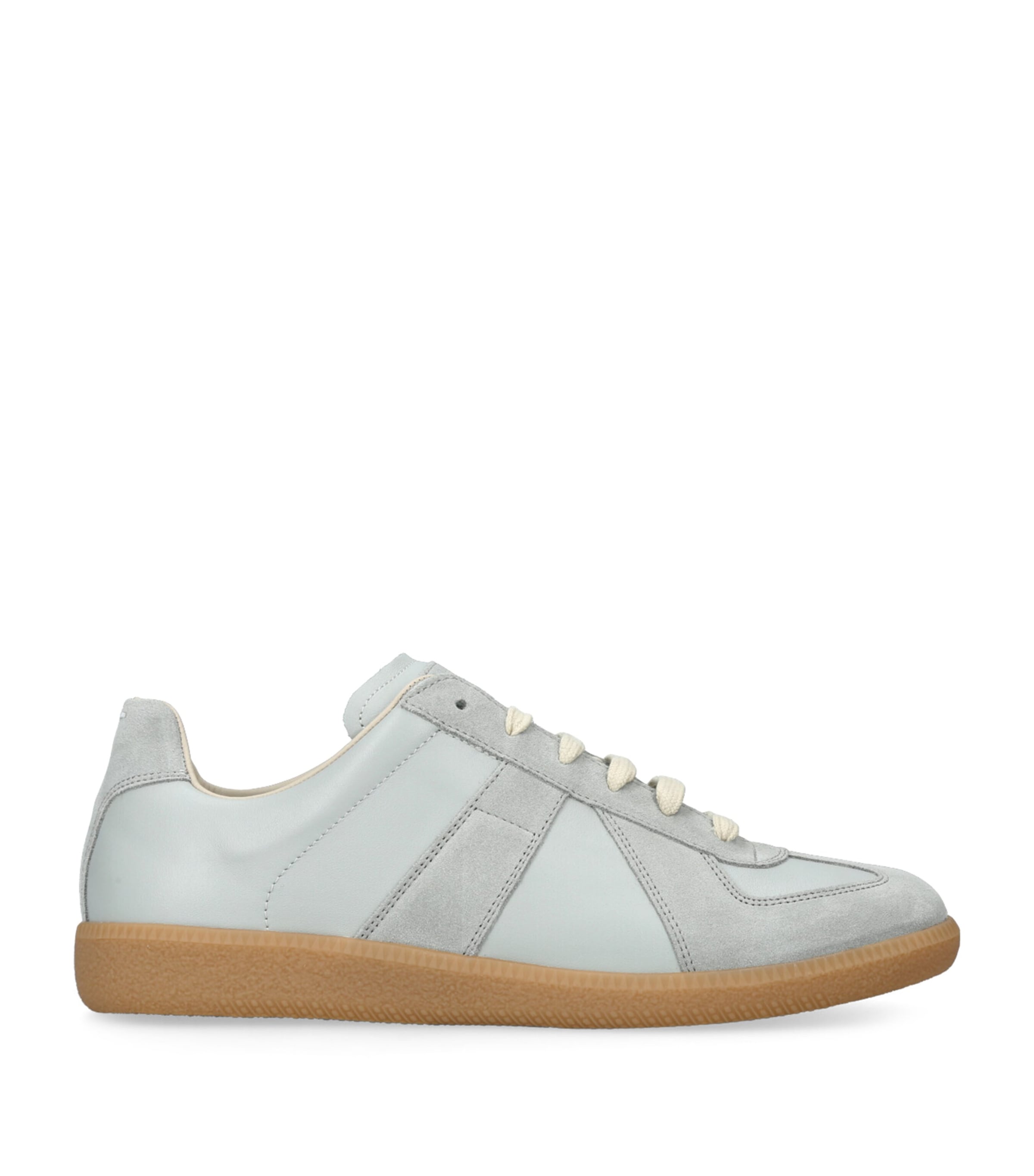 Shop Maison Margiela Leather Replica Sneakers In Grey