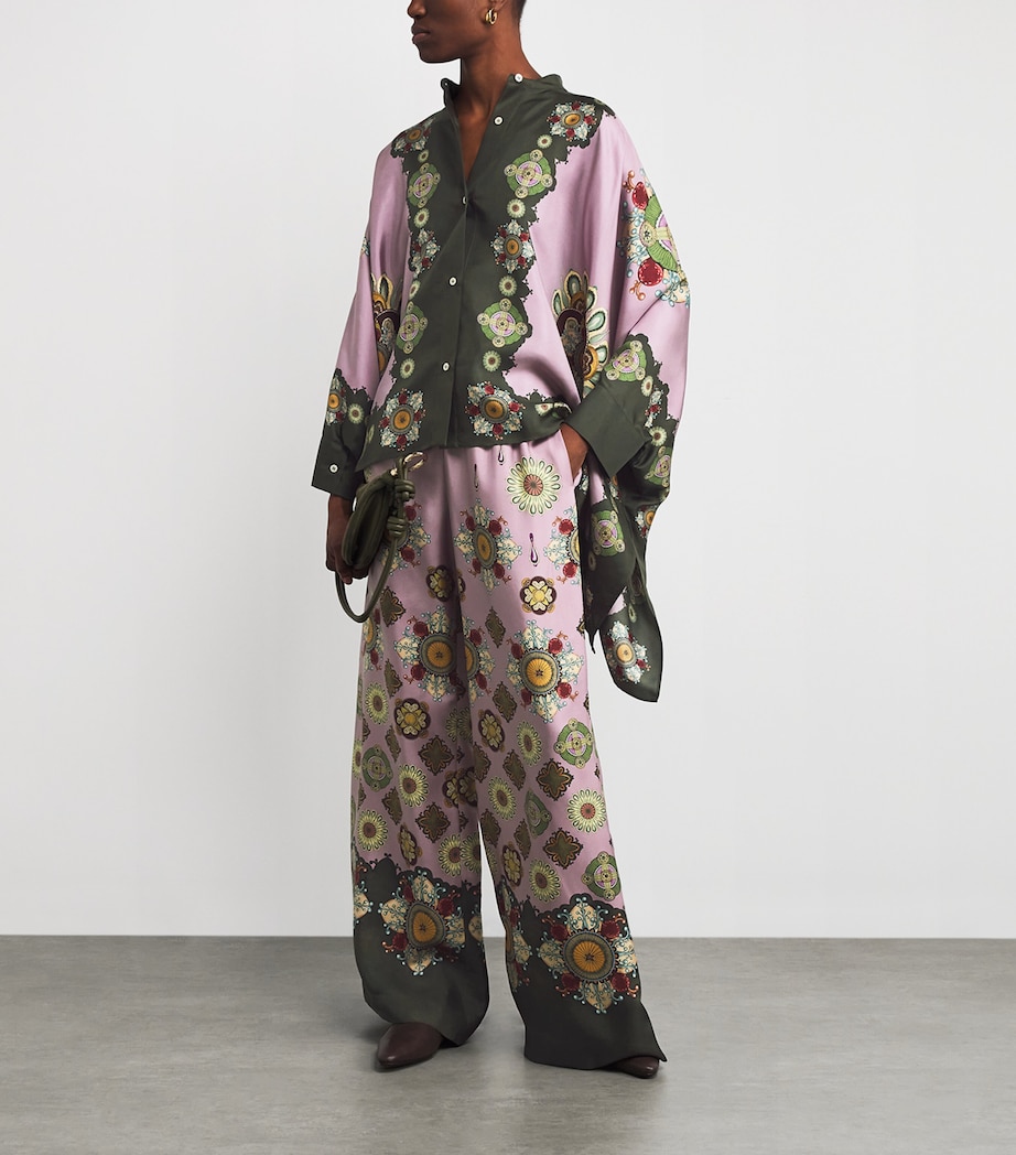 Silk Twill Printed Palazzo Trousers PI10 Image 2