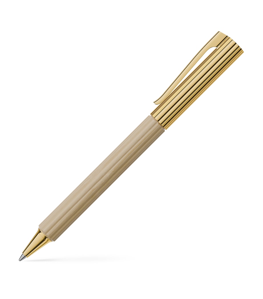 Gold-Trim Hornbeam Wood Bloom Ballpoint Pen GOLD Image 2