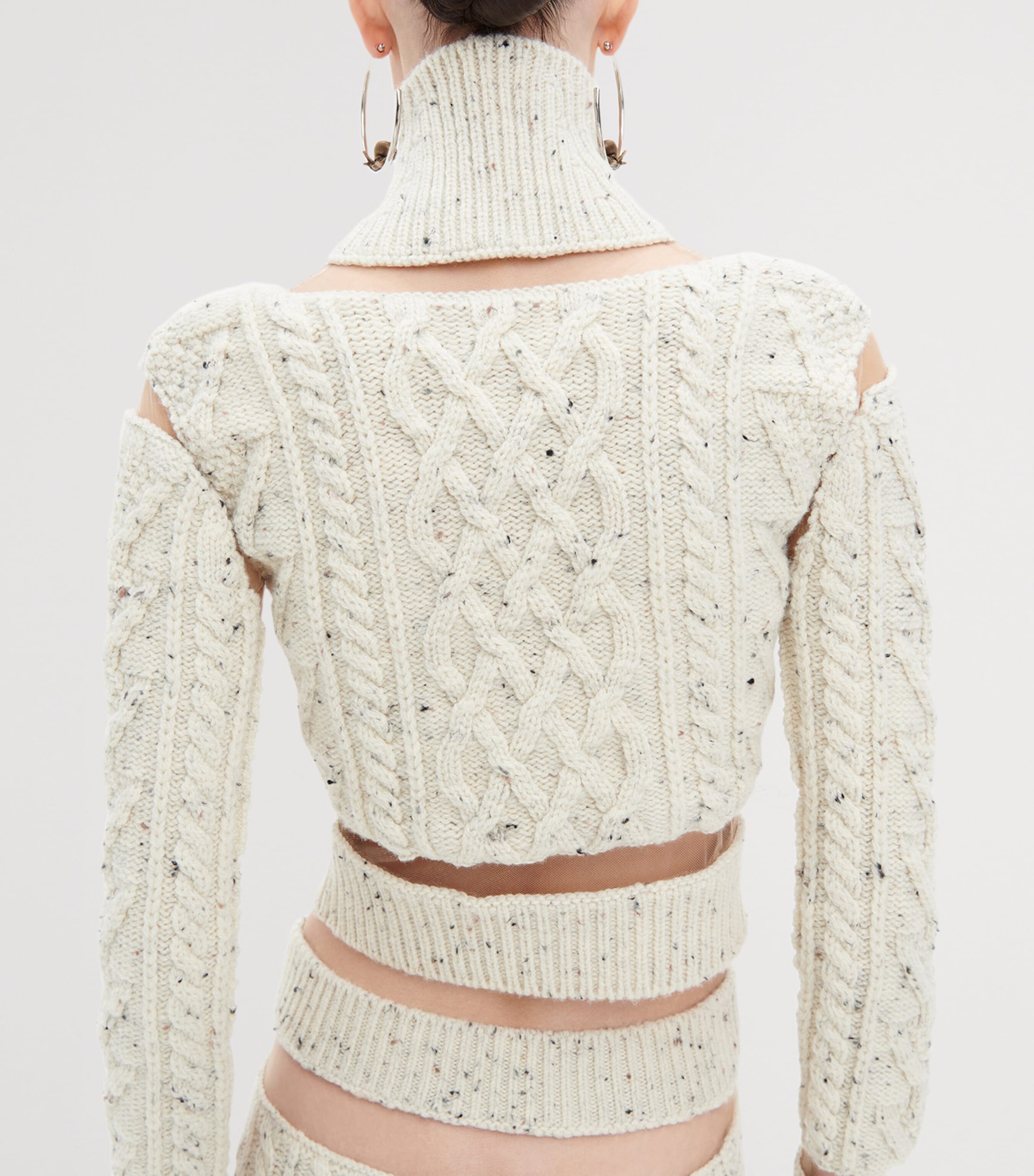 Schiaparelli Womens Wool Cable-Knit Midi Skirt Ecru Image 5