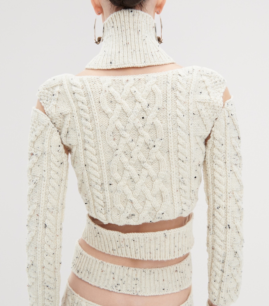 Schiaparelli Womens Wool Cable-Knit Midi Skirt Ecru Image 5