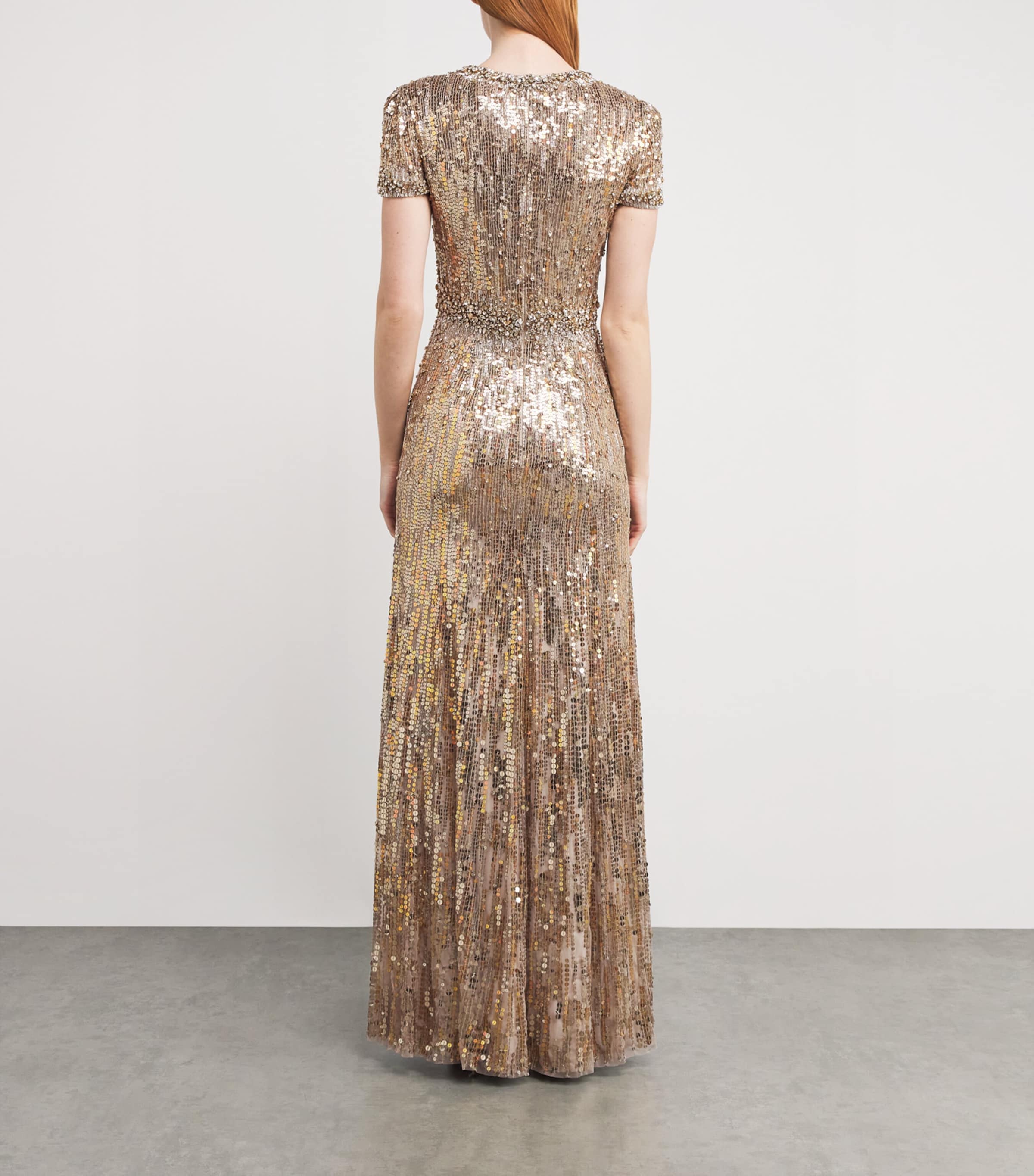 Sequinned Celeste Maxi Dress 2095 PEBBLE Image 3