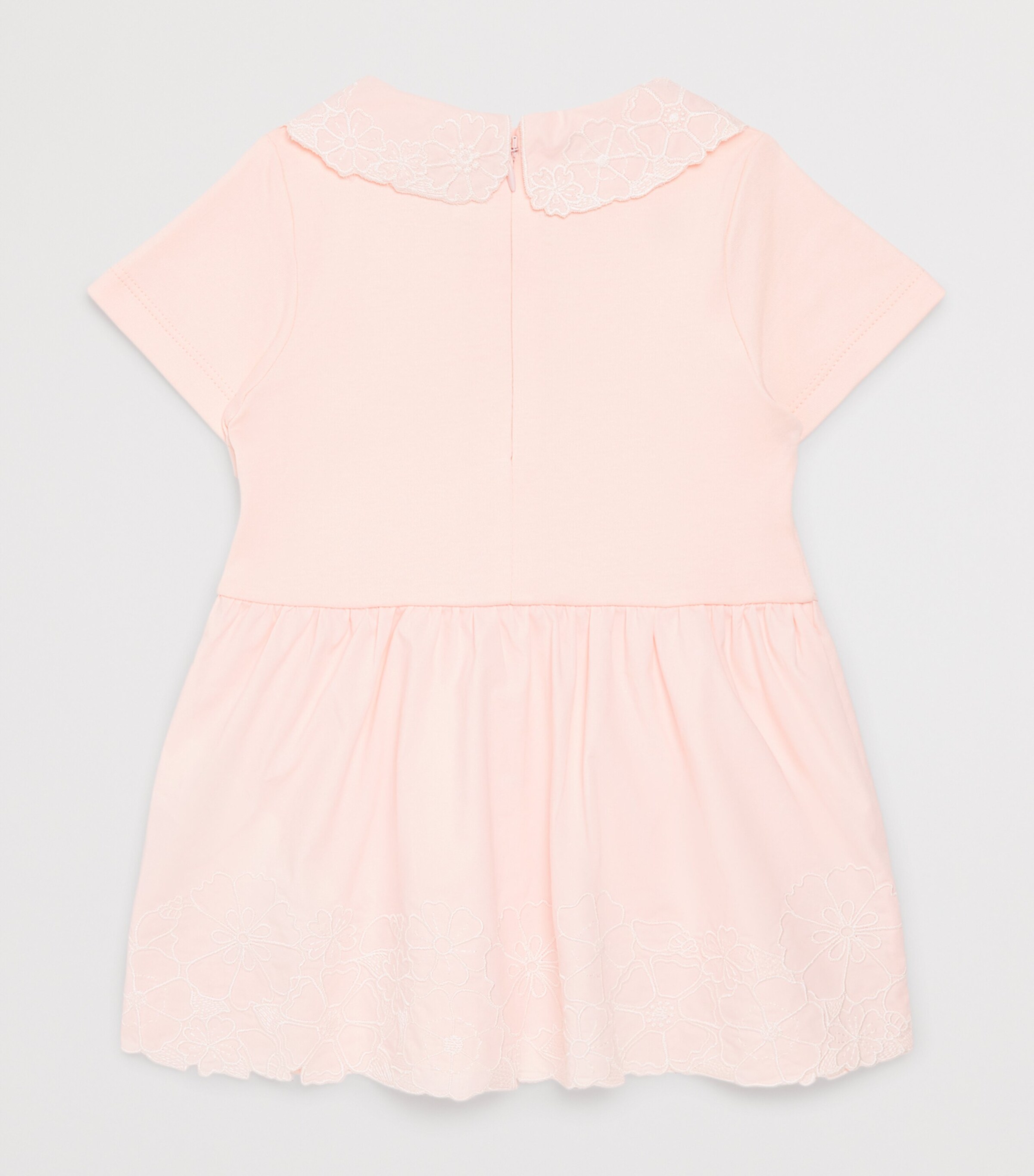 Chloé Kids Cotton Floral Embroidered Dress (6-36 Months) Pink Image 2