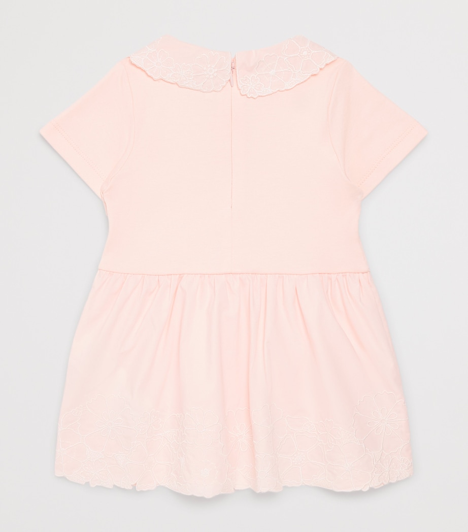 Chloé Kids Cotton Floral Embroidered Dress (6-36 Months) Pink Image 2
