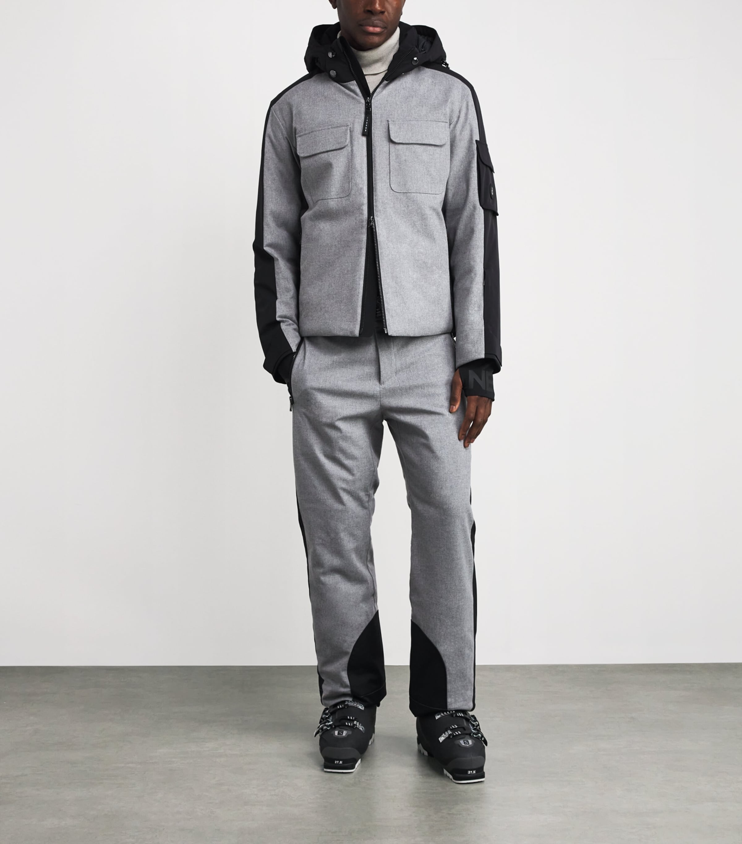 Water-Repellent Virgin Wool-Blend Wido Ski Trousers 012-LIGHT GREY MEL Image 2