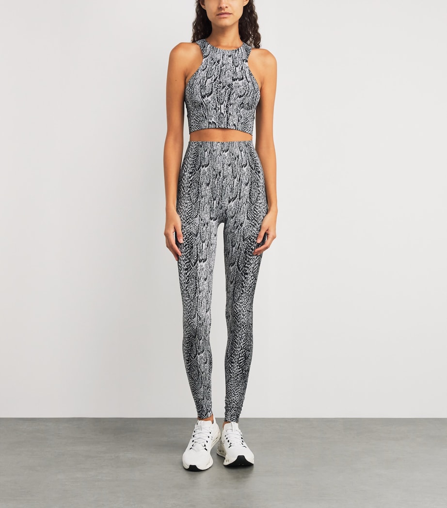 Seamless Python-Print Crop Top 8222 WHITE BLAC Image 2