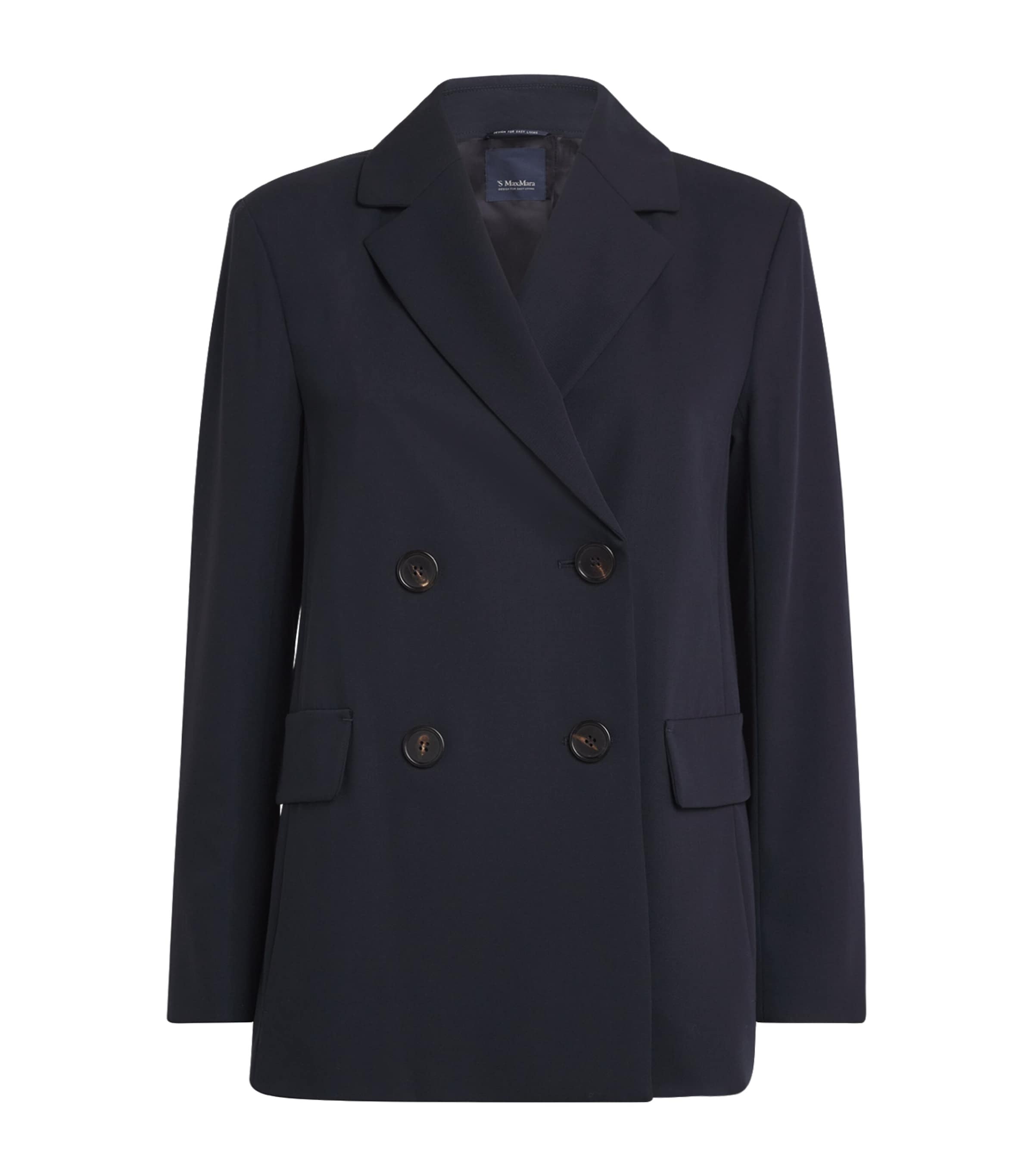 Max Mara Wool Double-breasted Blazer In Blue
