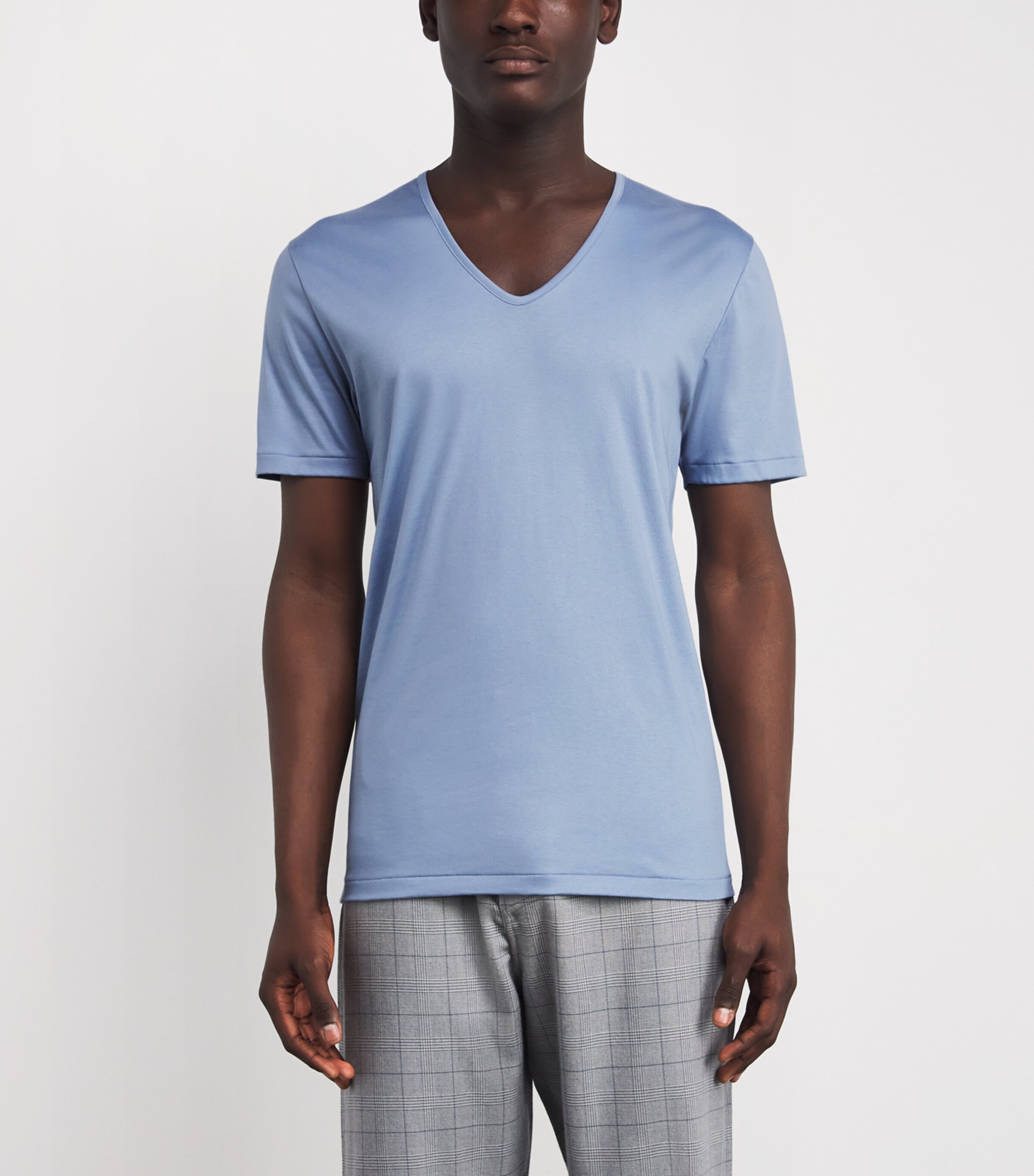 Sea Island Cotton V-Neck T-Shirt 508 MOUNTAIN LAKE Image 3