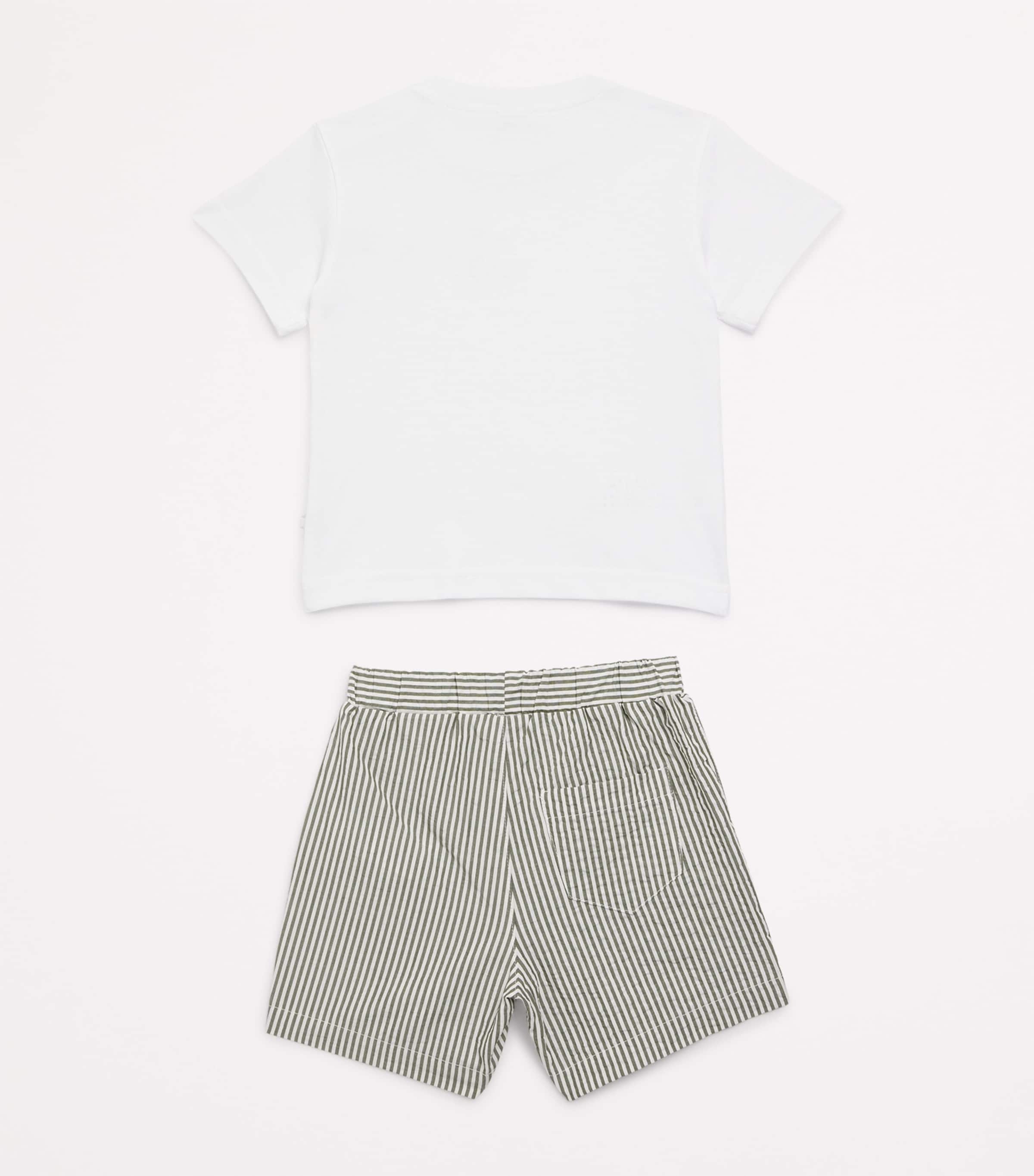 Il Gufo Cotton T-Shirt and Shorts Set (2-3 Years) Green Image 2
