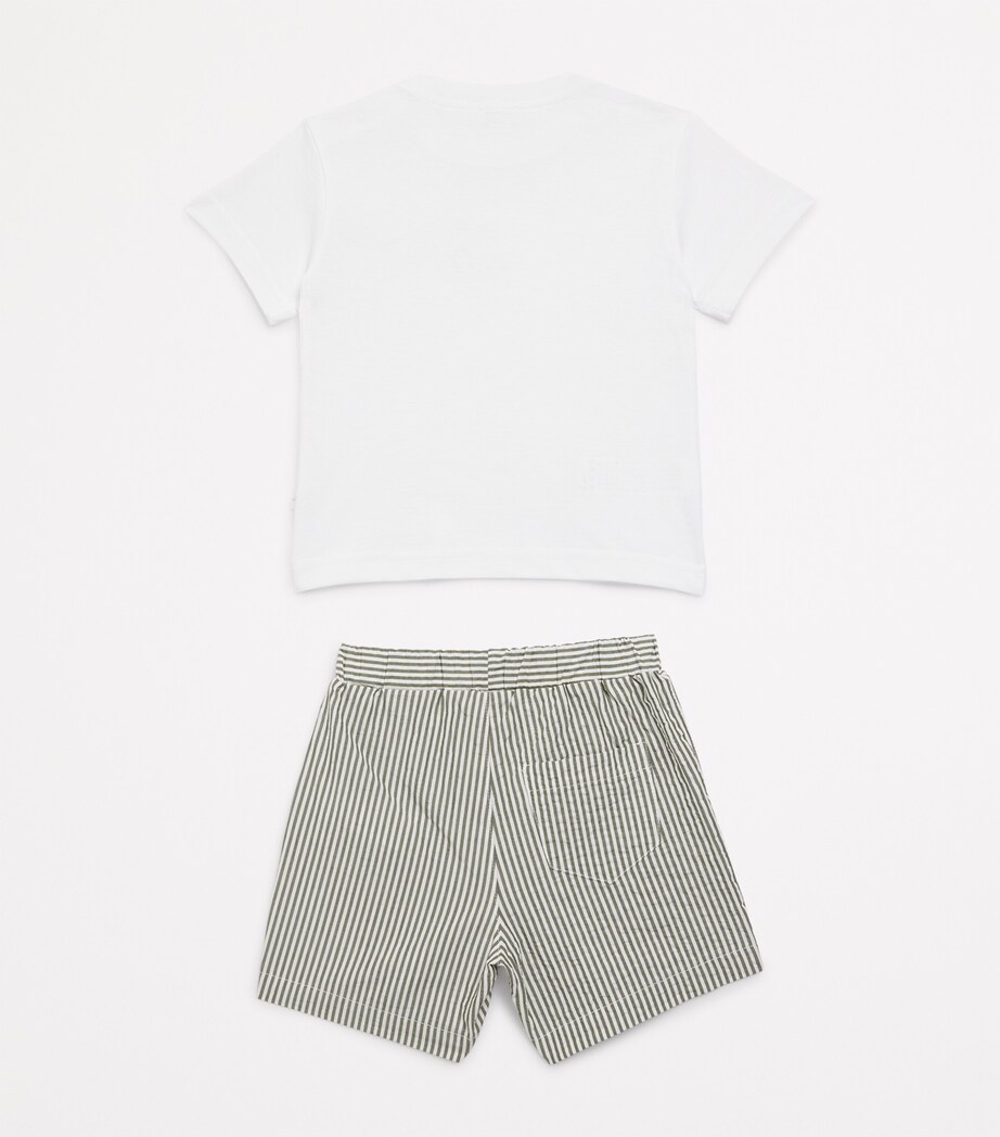 Il Gufo Cotton T-Shirt and Shorts Set (2-3 Years) Green Image 2