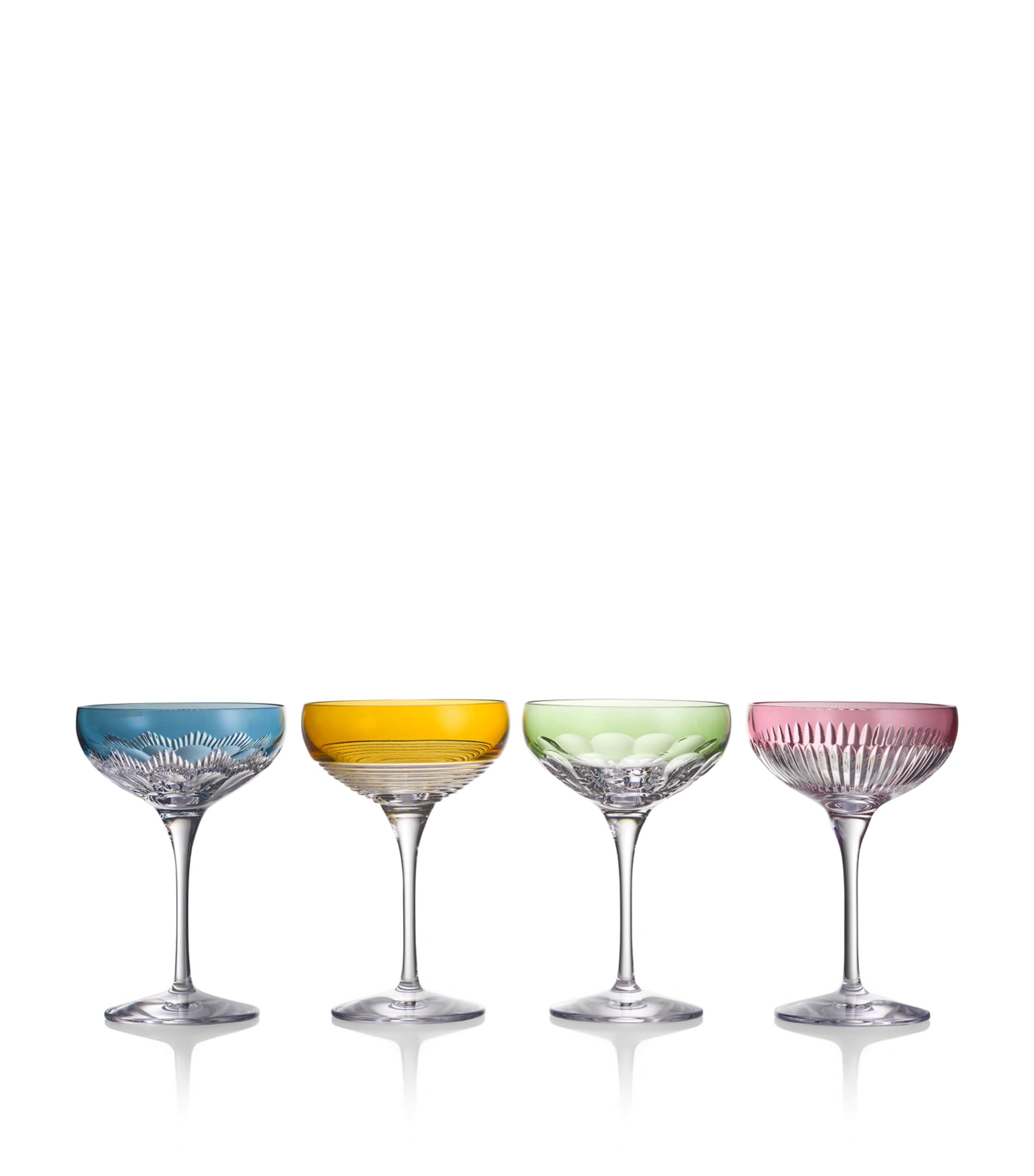Waterford Mixology Mixed Large Coupe Crystal Glasses 280ml Set Of Four In Multi