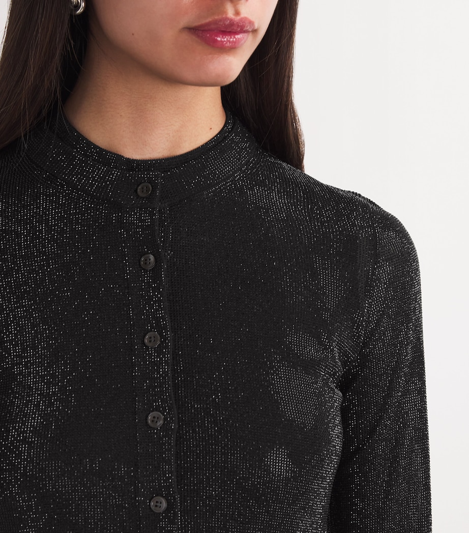 Cropped Rhinestone Cardigan 001 BLACK Image 6