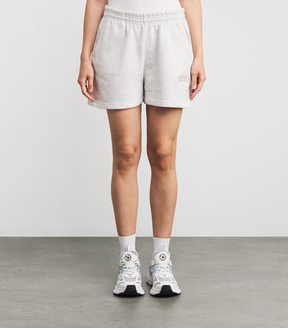 Organic Cotton Varsity Sweat Shorts LGHT GRY MLNGE/GREEN Image 3