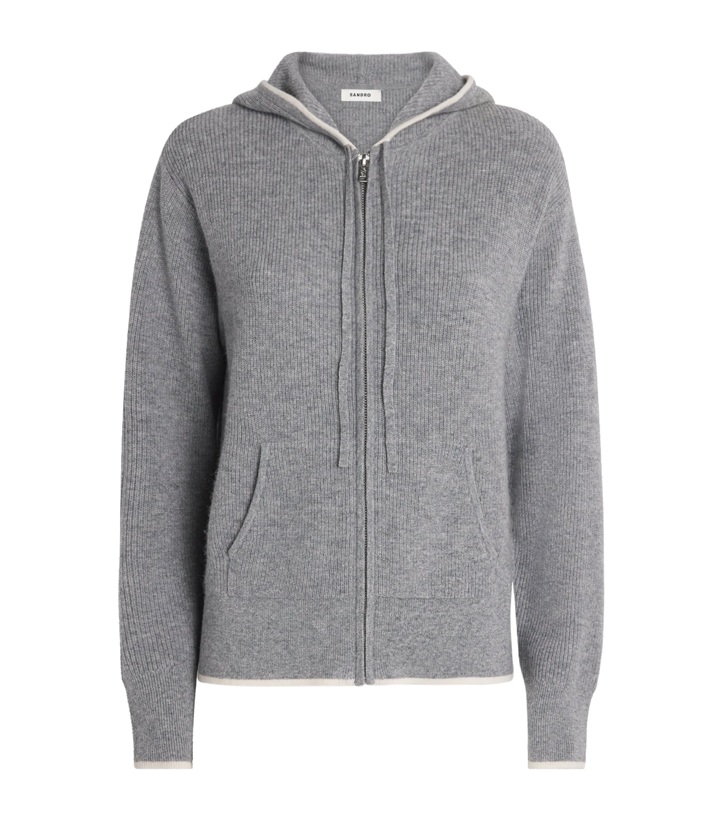 Wool Zip-Up Sweater GREY Image 1